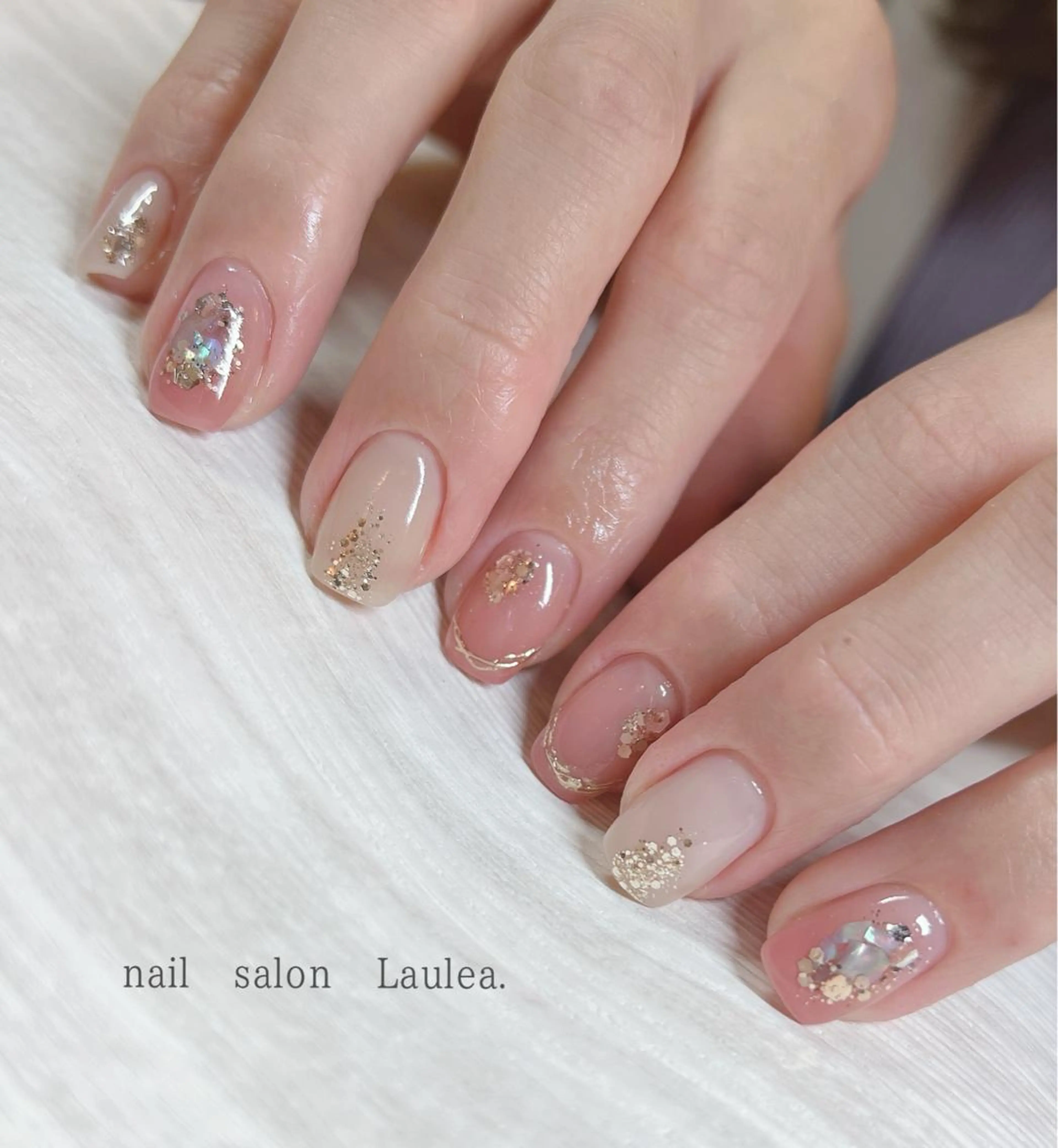 ネイル クリアネイル ミラーネイル ハンドネイル nail salon Lauleaのネイルデザイン