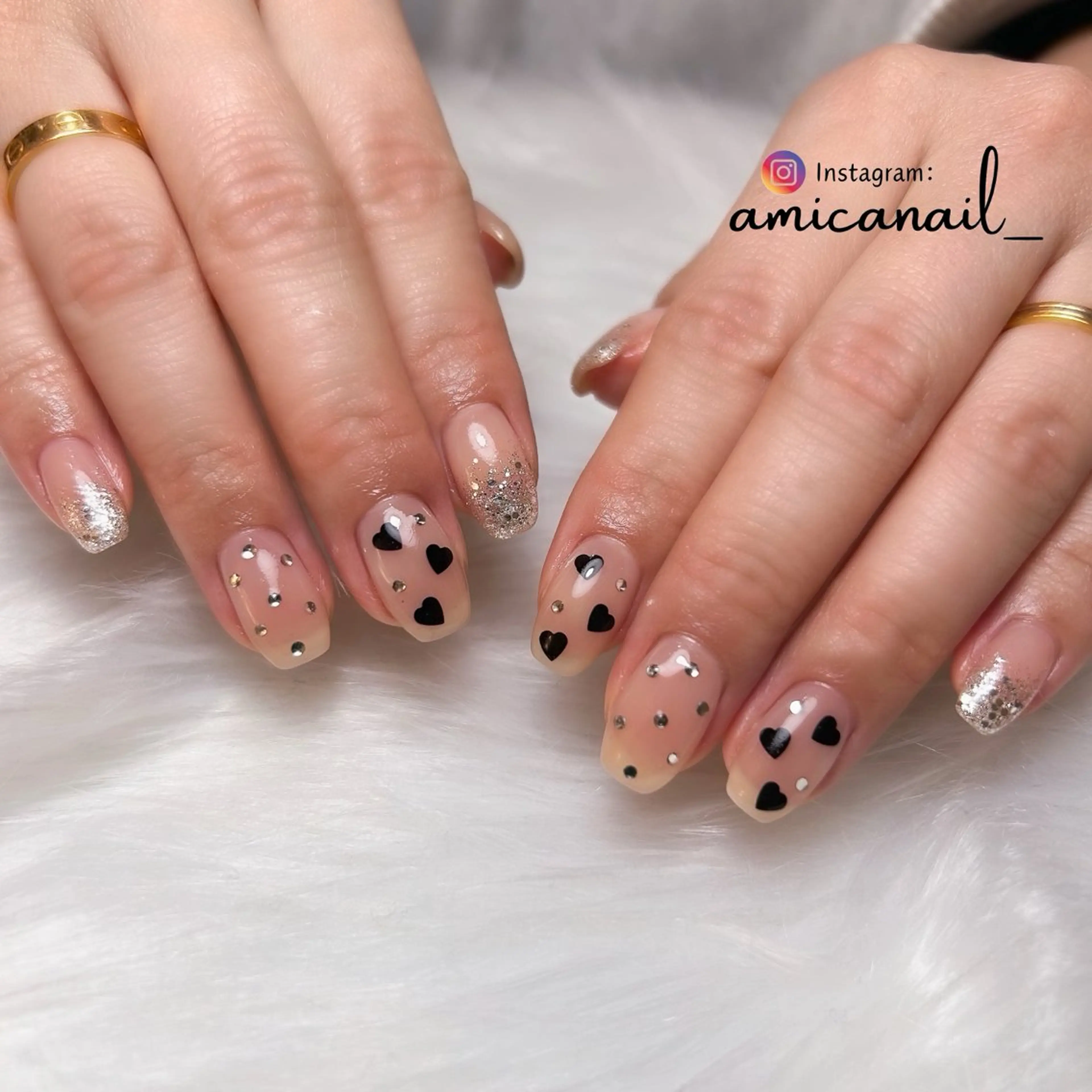 ネイル ハート ハンドネイル _amica nail_のネイルデザイン