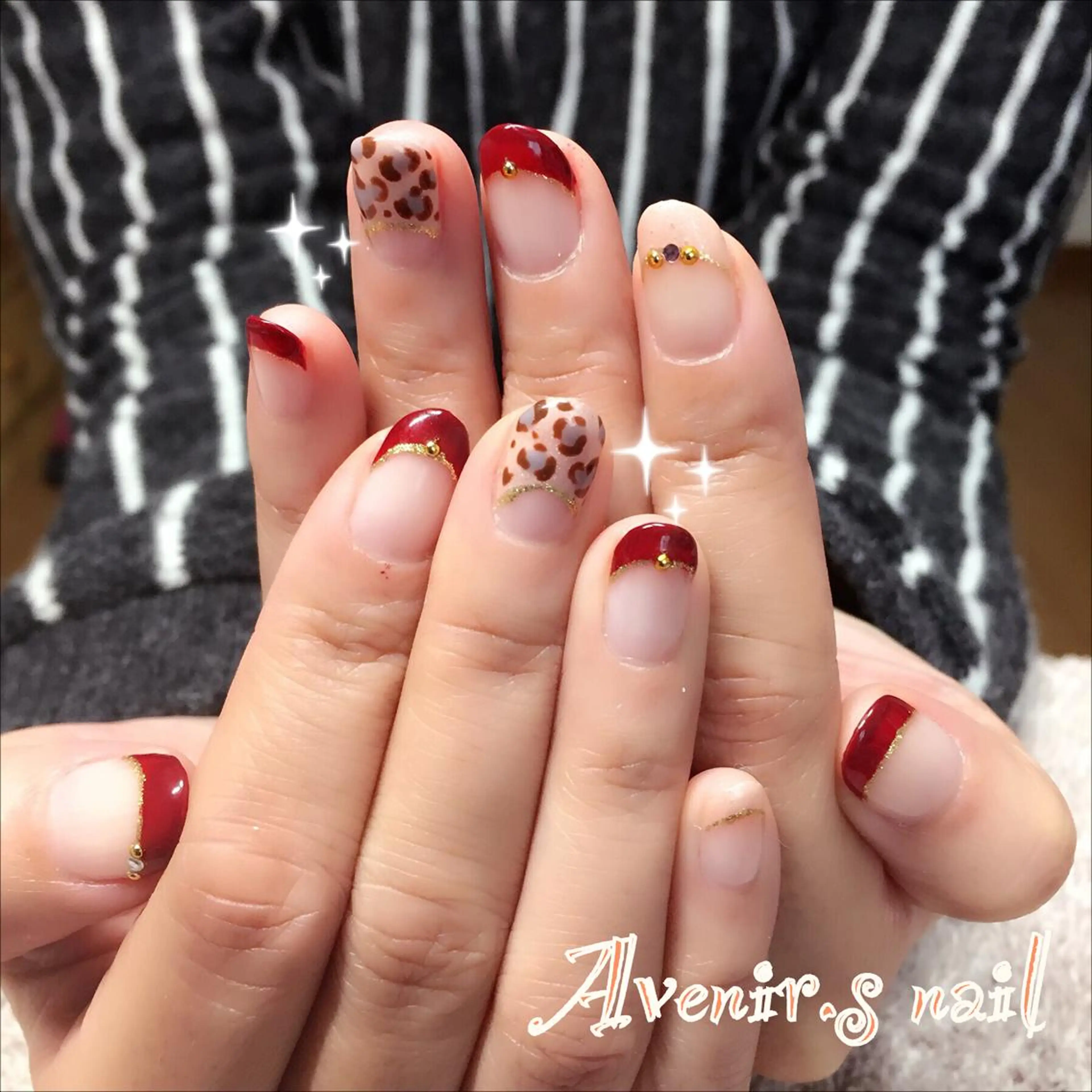 ネイル アニマル柄 フレンチネイル Home Salon Avenir.のネイルデザイン