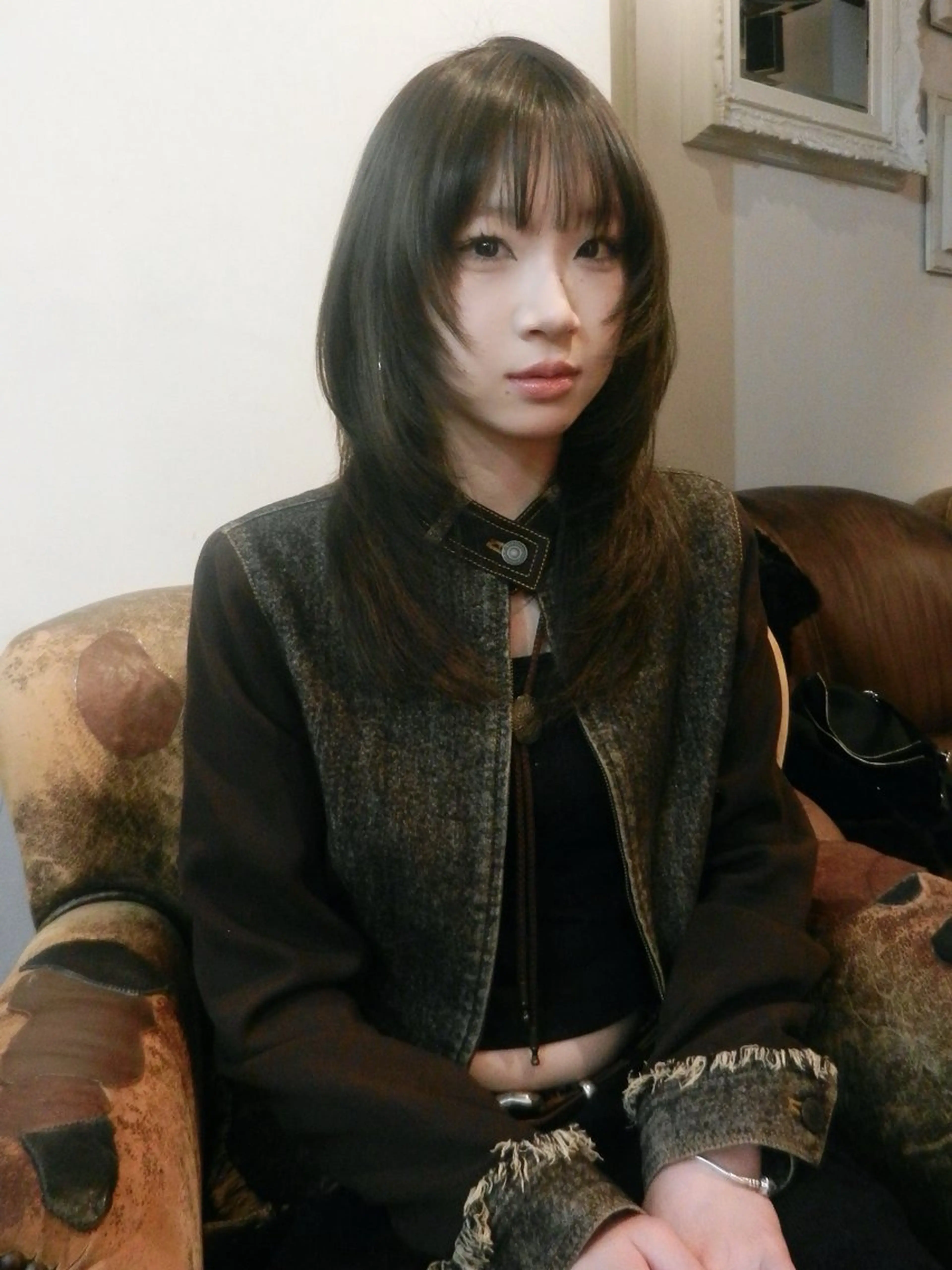 セミロング カラー ブラウンカラー オリーブブラウン 顔周りカット 韓国風ヘア レイヤーカット カット ヘアカラー 奈良 伶華のヘアスタイル