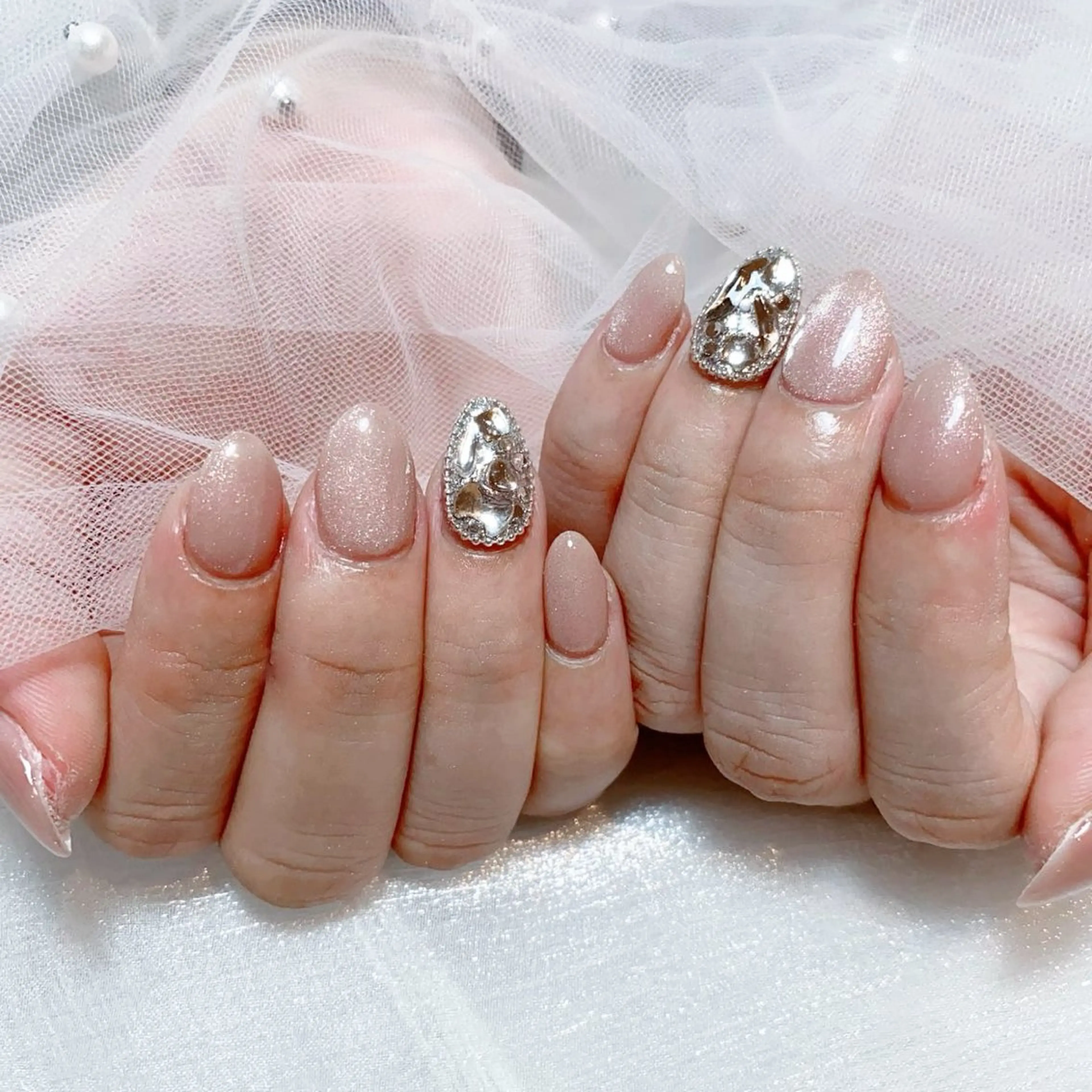 メンズ ネイル メンズ韓国風 アートネイル オーロラネイル ガーリー キラキラネイル Nail salon 木にいるのネイルデザイン