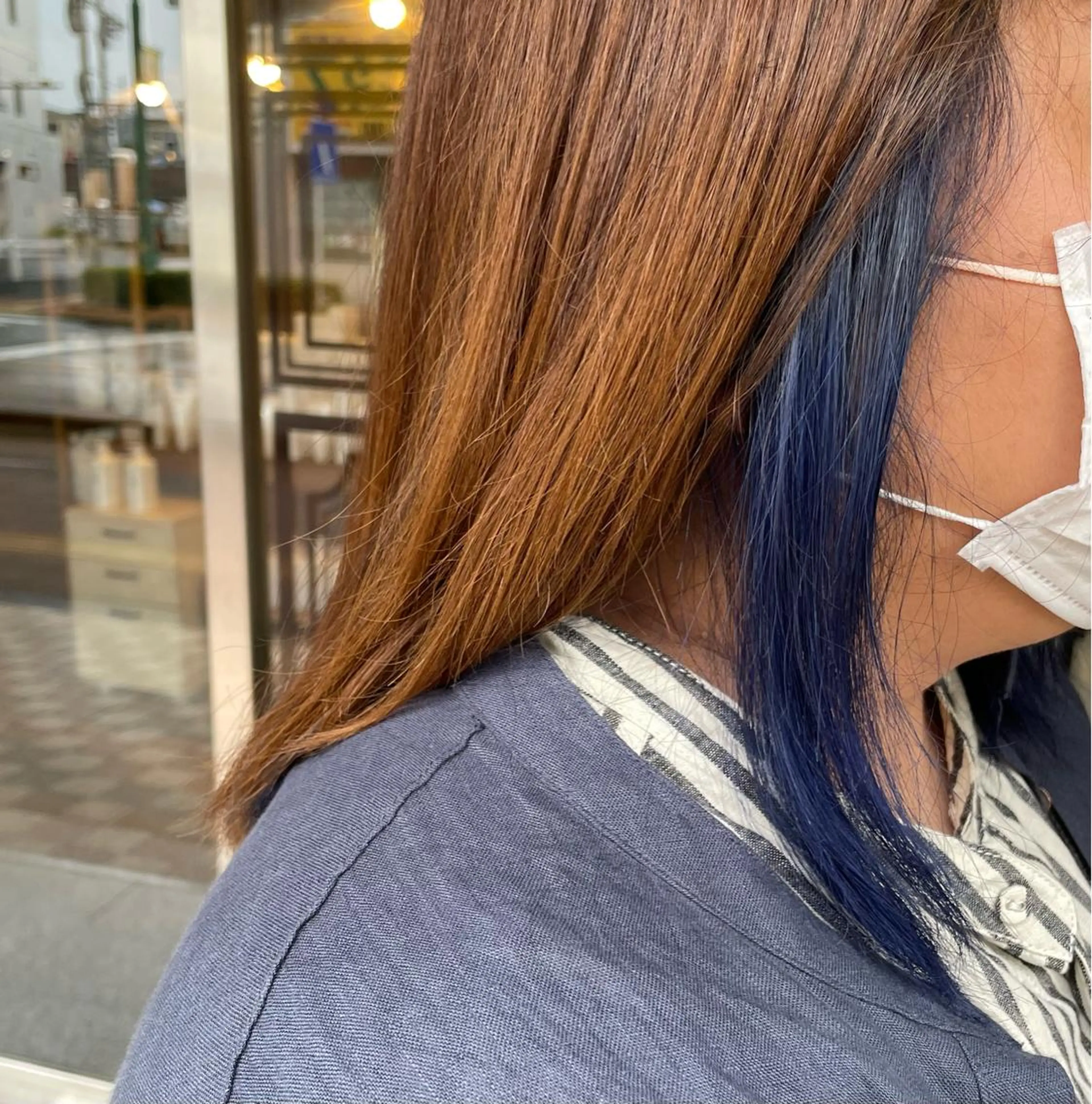 セミロング カラー カット ヘアカラー みねぎし ふうかのヘアスタイル