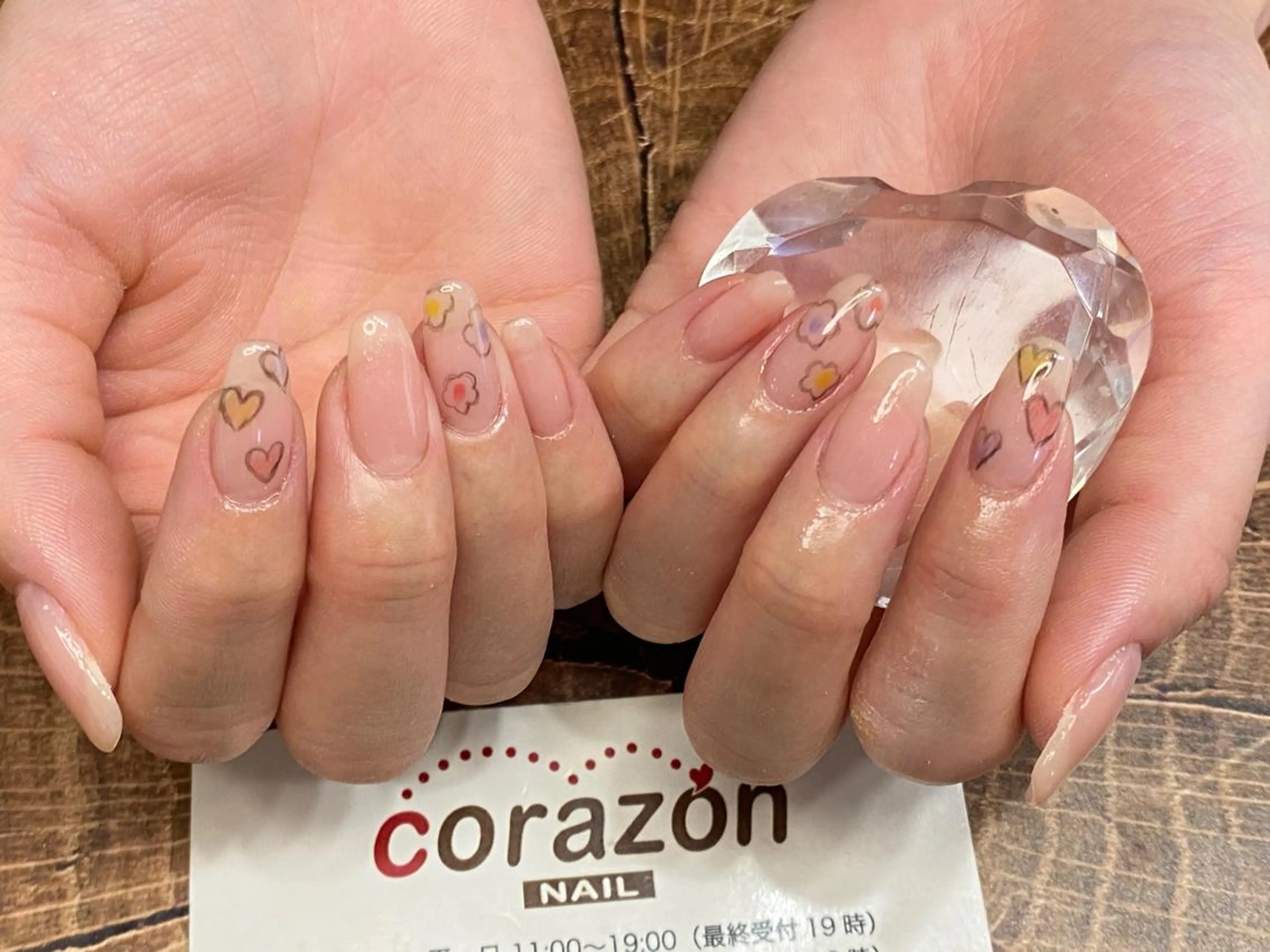 ネイル アートネイル フラワーネイル ハート ラメ(グリッター) ピンク corazon所属・ネイリスト aicoのネイルデザイン