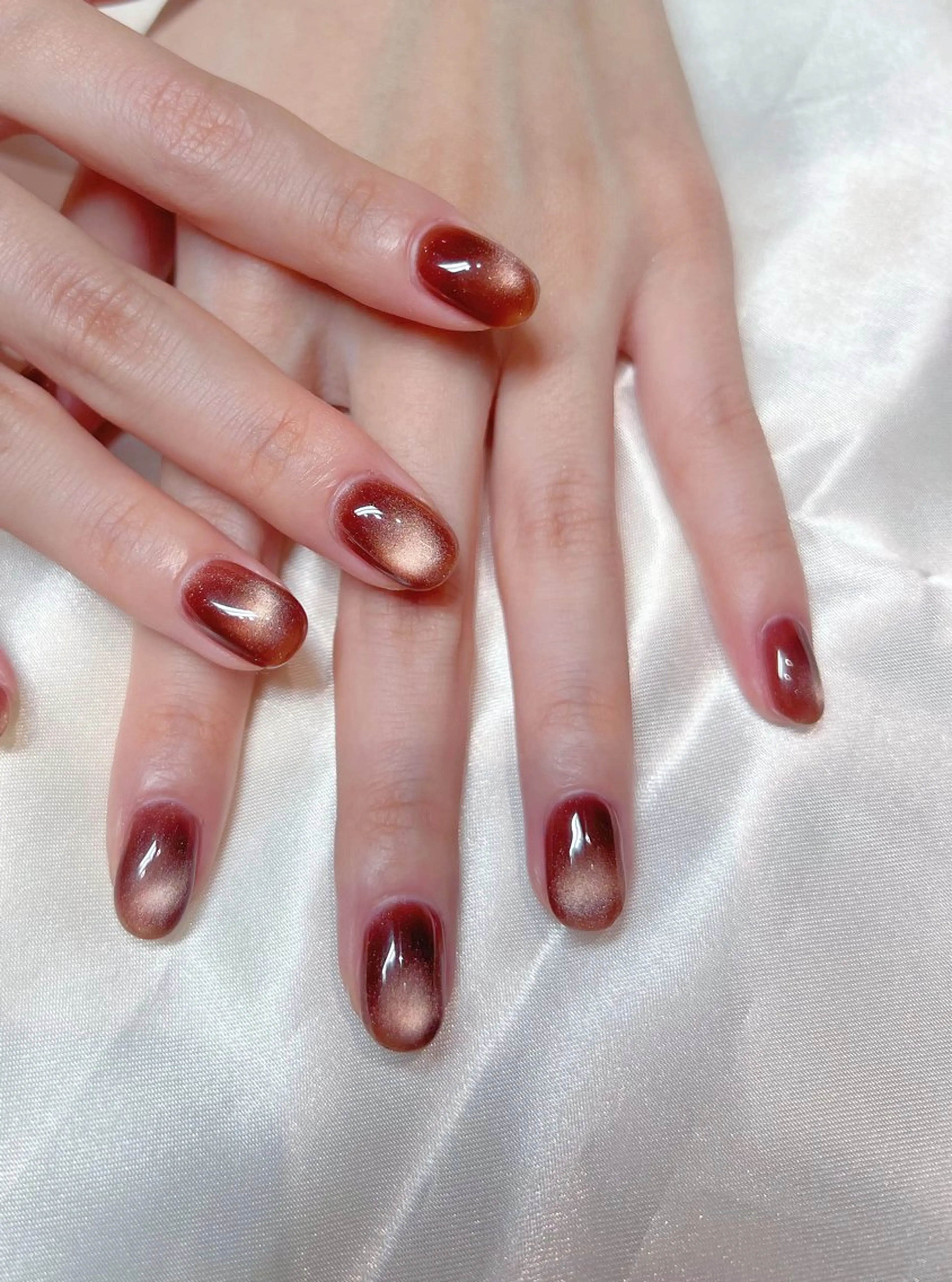 ネイル ブラウン マグネットネイル ワンカラーネイル nailartist Noeのネイルデザイン