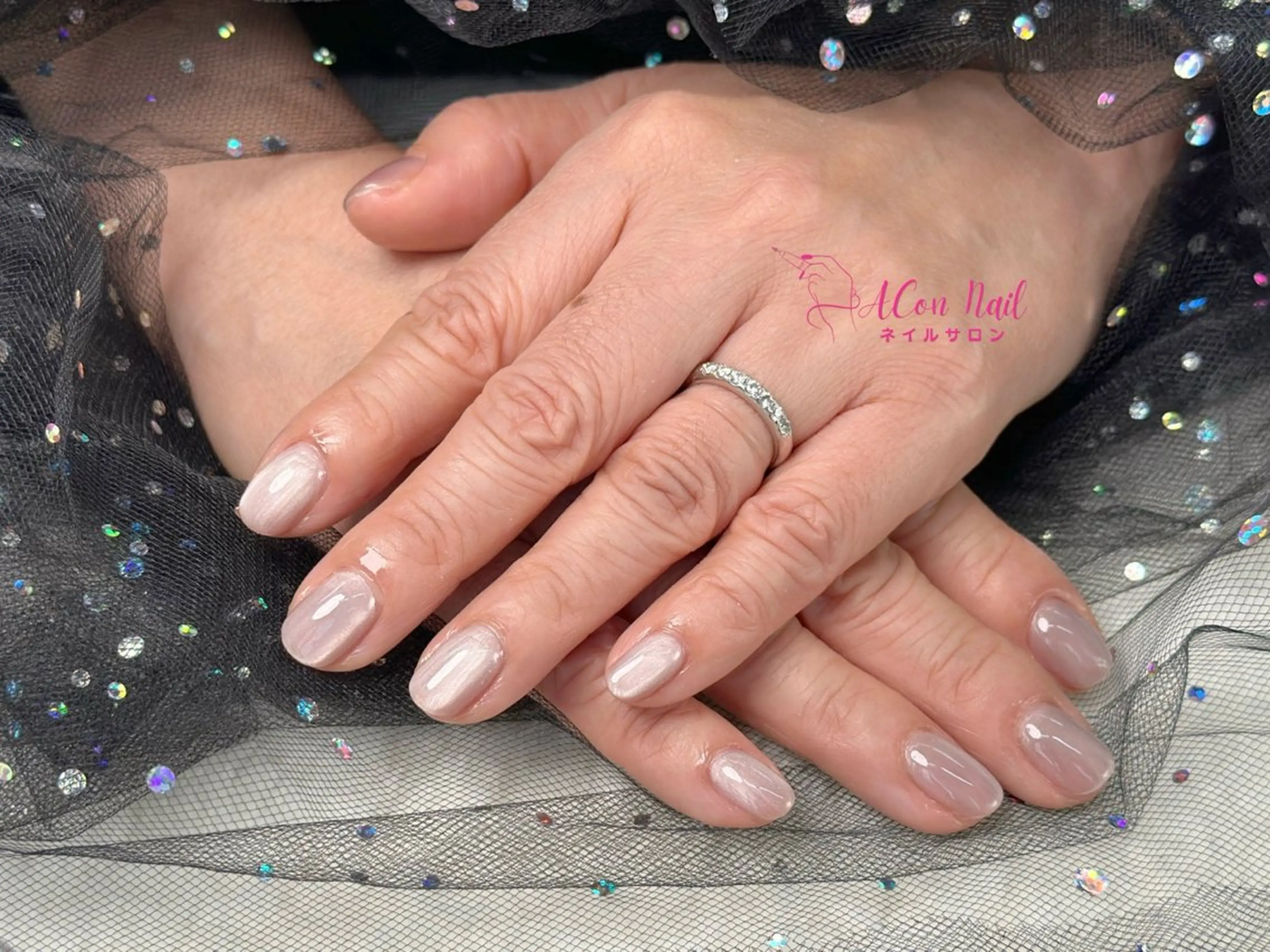 ネイル 桜ネイル 長さ出し フラワーネイル フレンチネイル ジェルネイル ハンドネイル ACon NailSalonのネイルデザイン