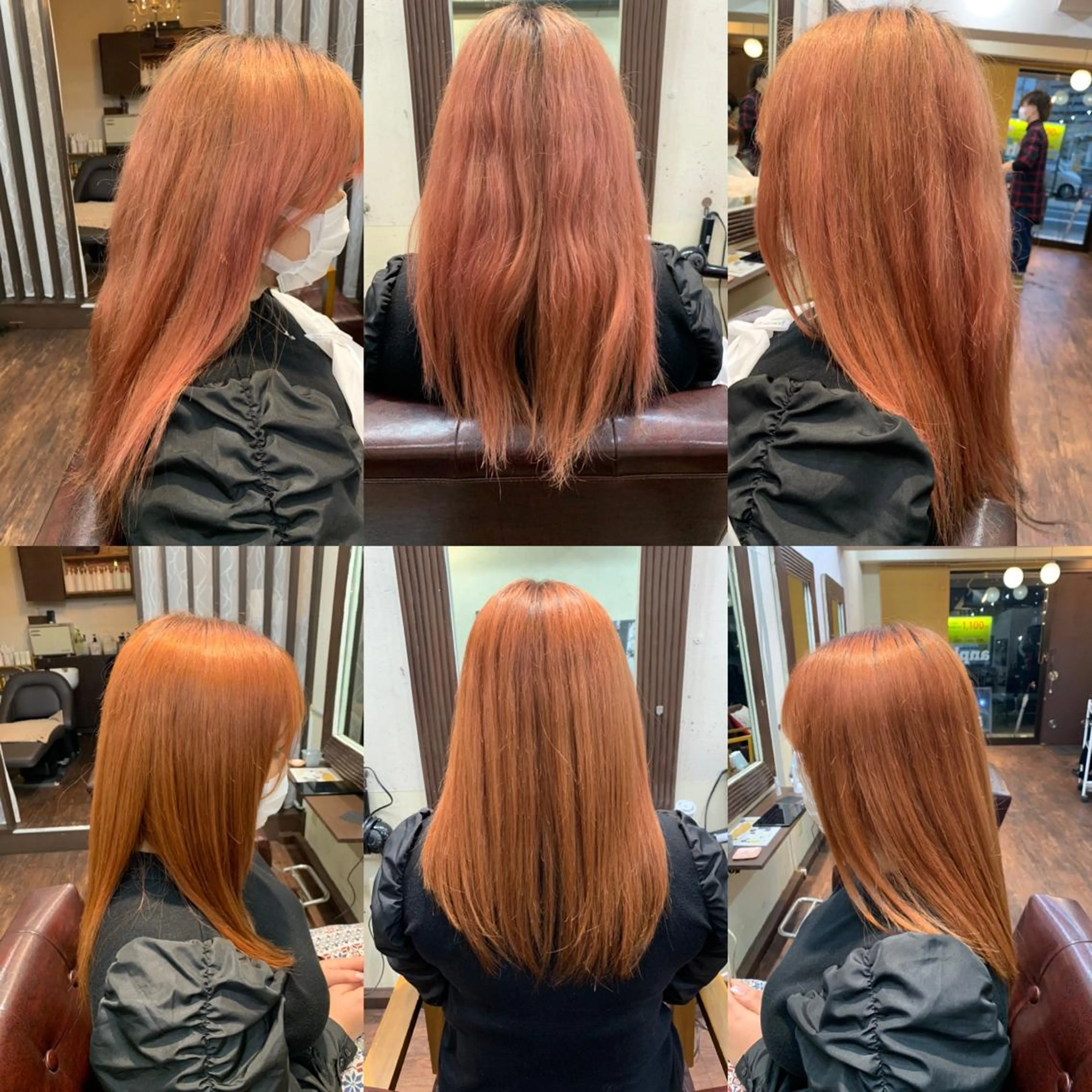 セミロング カラー 透明感カラー グラデーションカラー オレンジ 木村 瞬のヘアスタイル