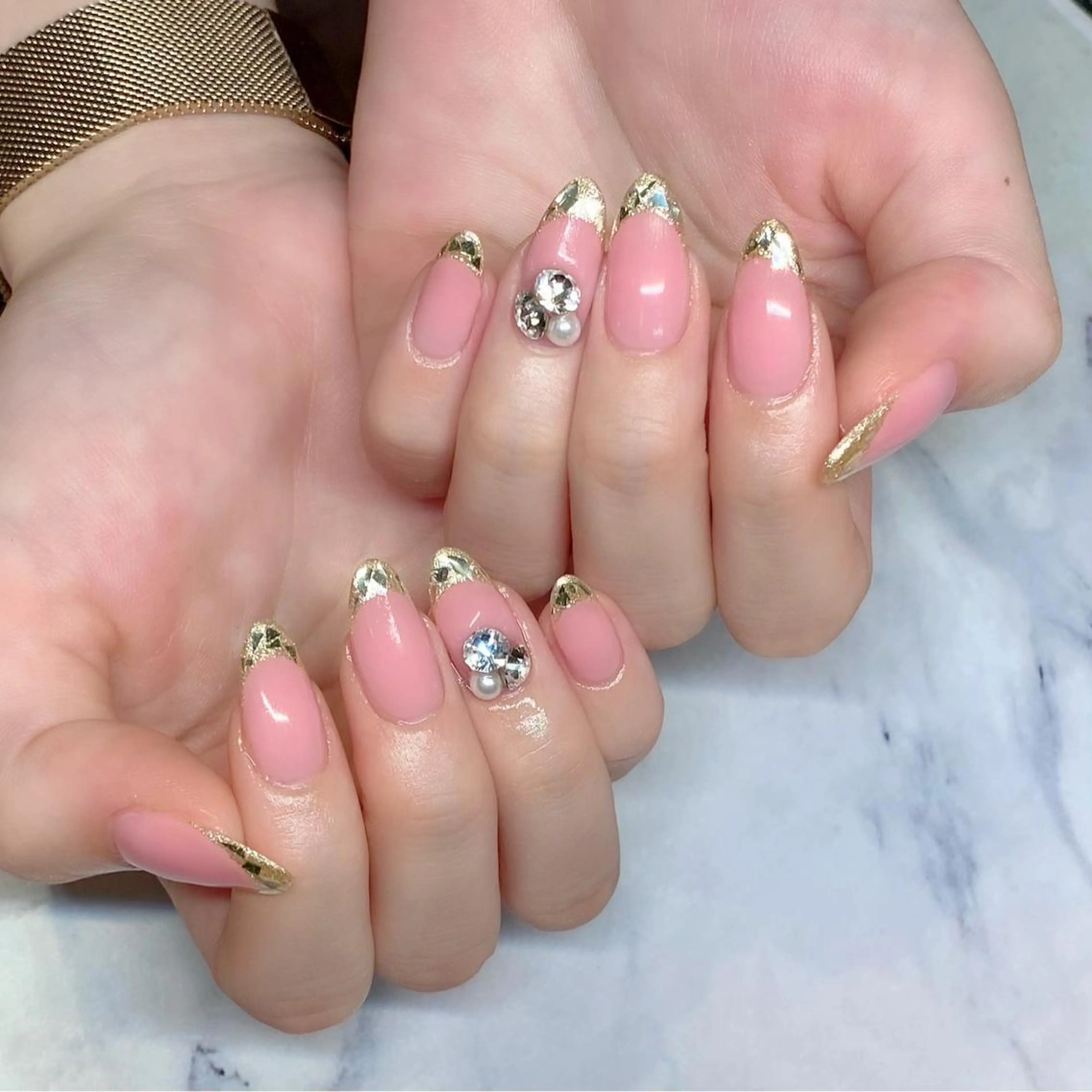 ネイル フレンチネイル ガラスフレンチ ストーンネイル ハンドネイル Lino+ ネイル&よもぎ蒸しのネイルデザイン