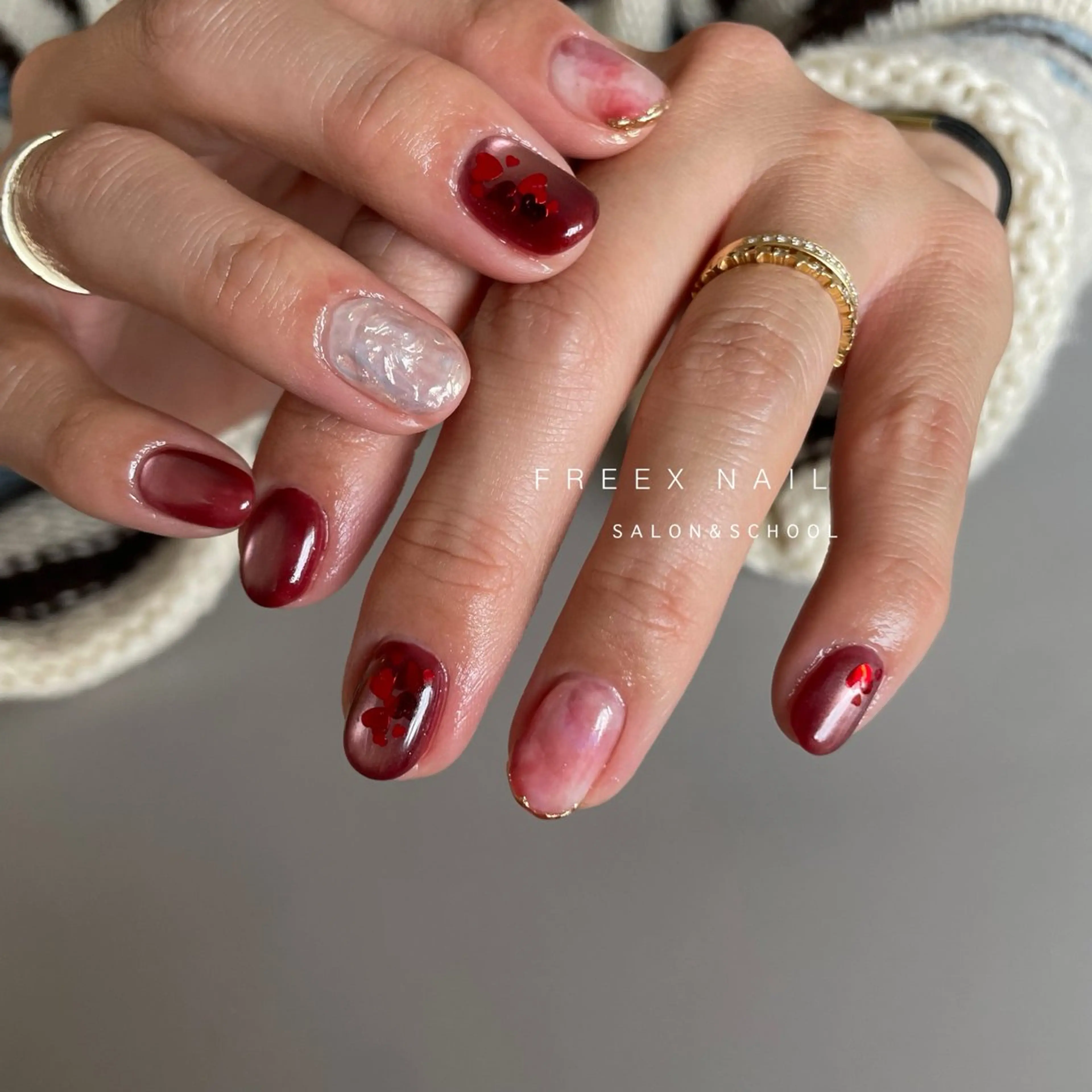 ネイル ハート ハンドネイル フットネイル freex nail /ニュアンス/個性派のネイルデザイン