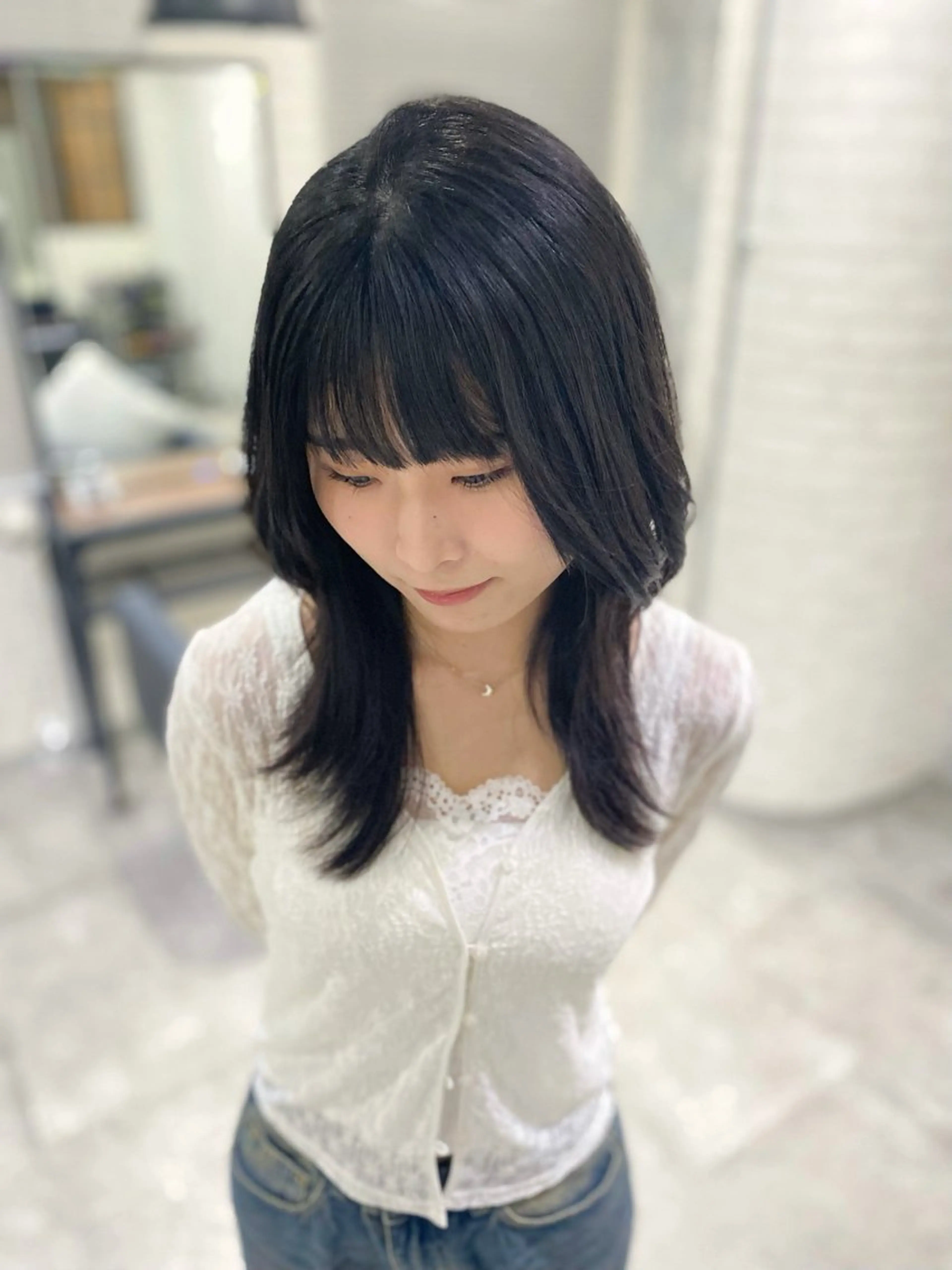 ロング カラー 透明感カラー カット ヘアカラー トリートメント shiori/透明感 /顔周り/髪質改善のヘアスタイル