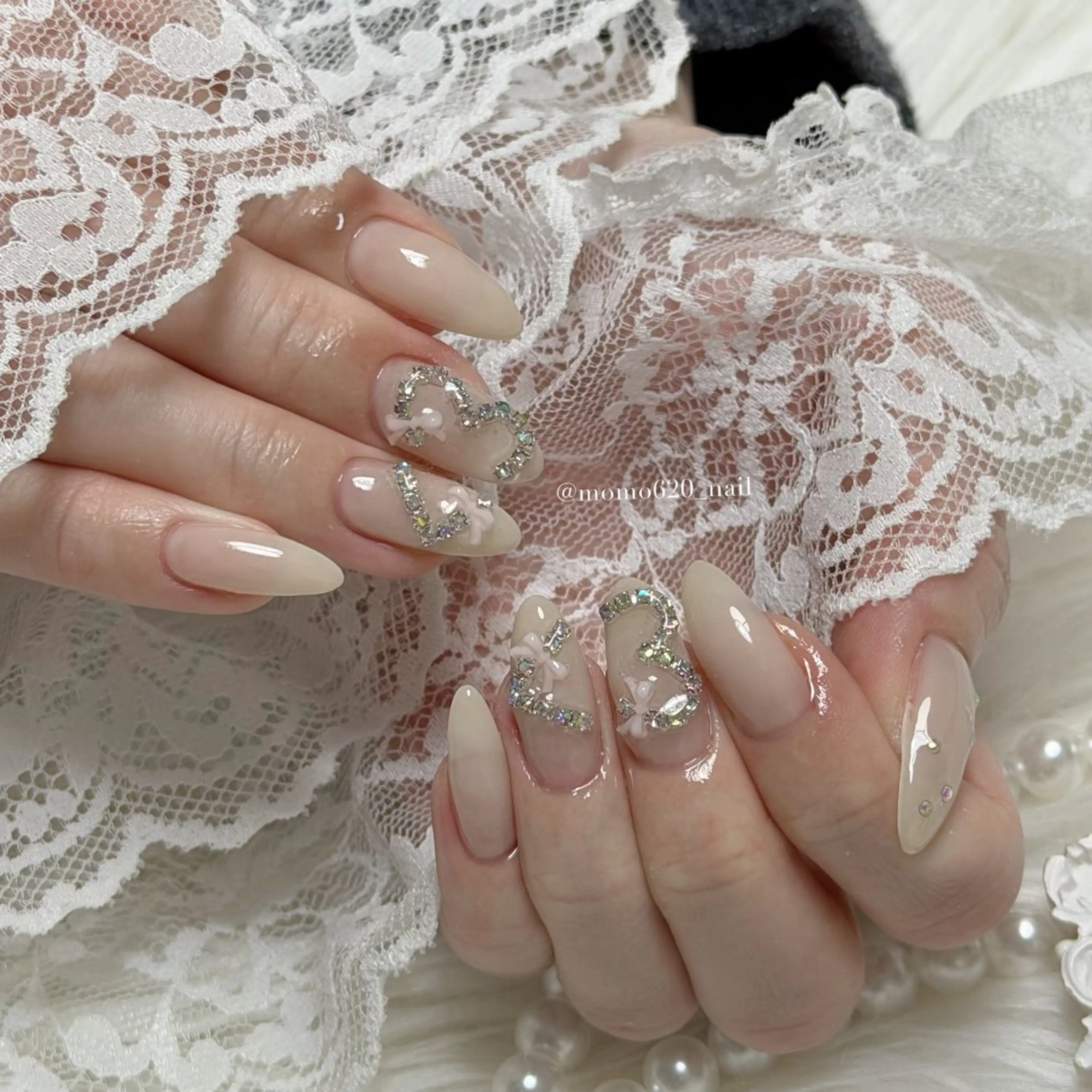 ネイル ハート シンプルネイル momoka🤍 四ツ橋のネイルデザイン