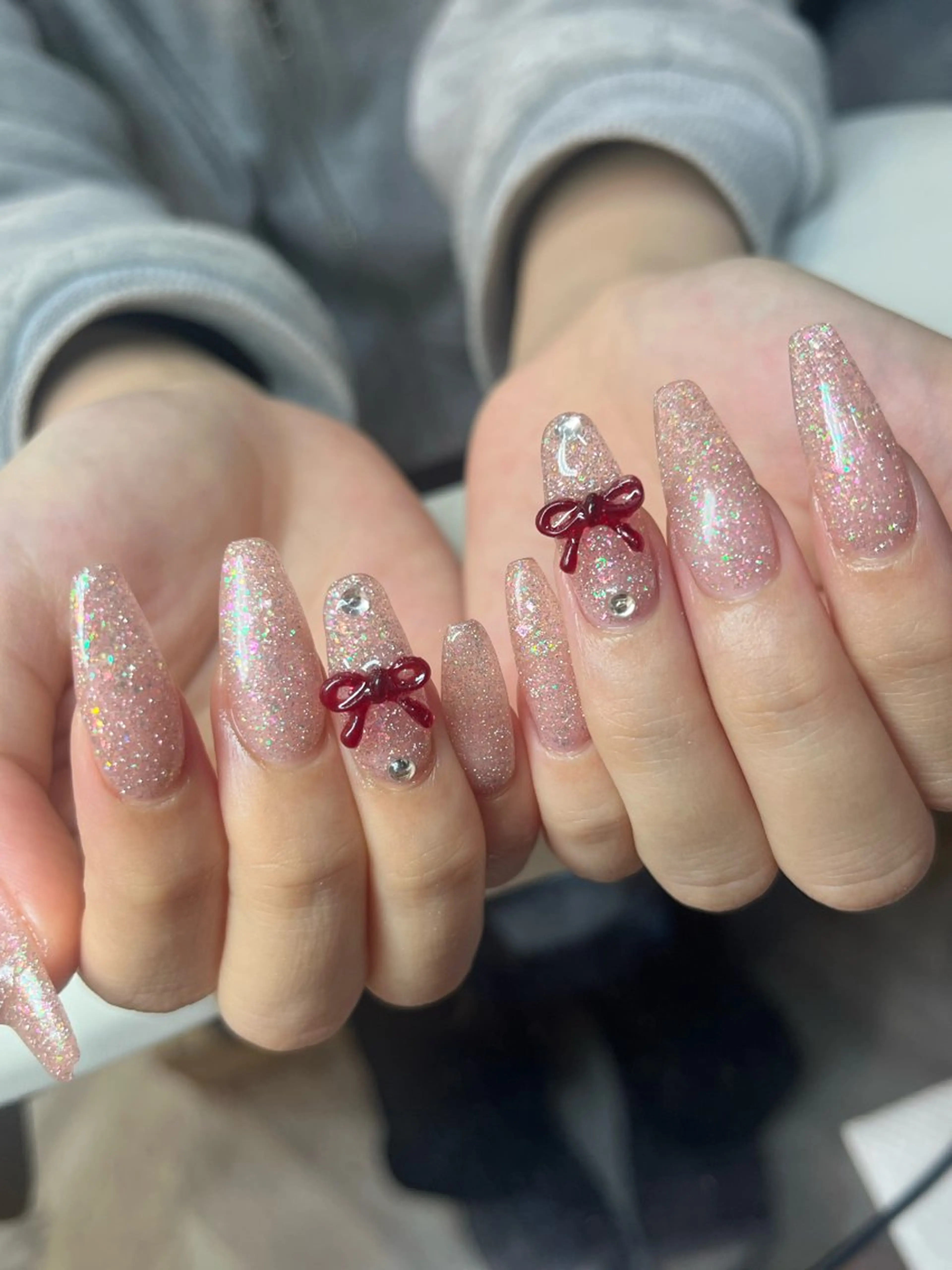 ネイル フラッシュネイル リボン ハンドネイル まり りぃ〜んのネイルデザイン