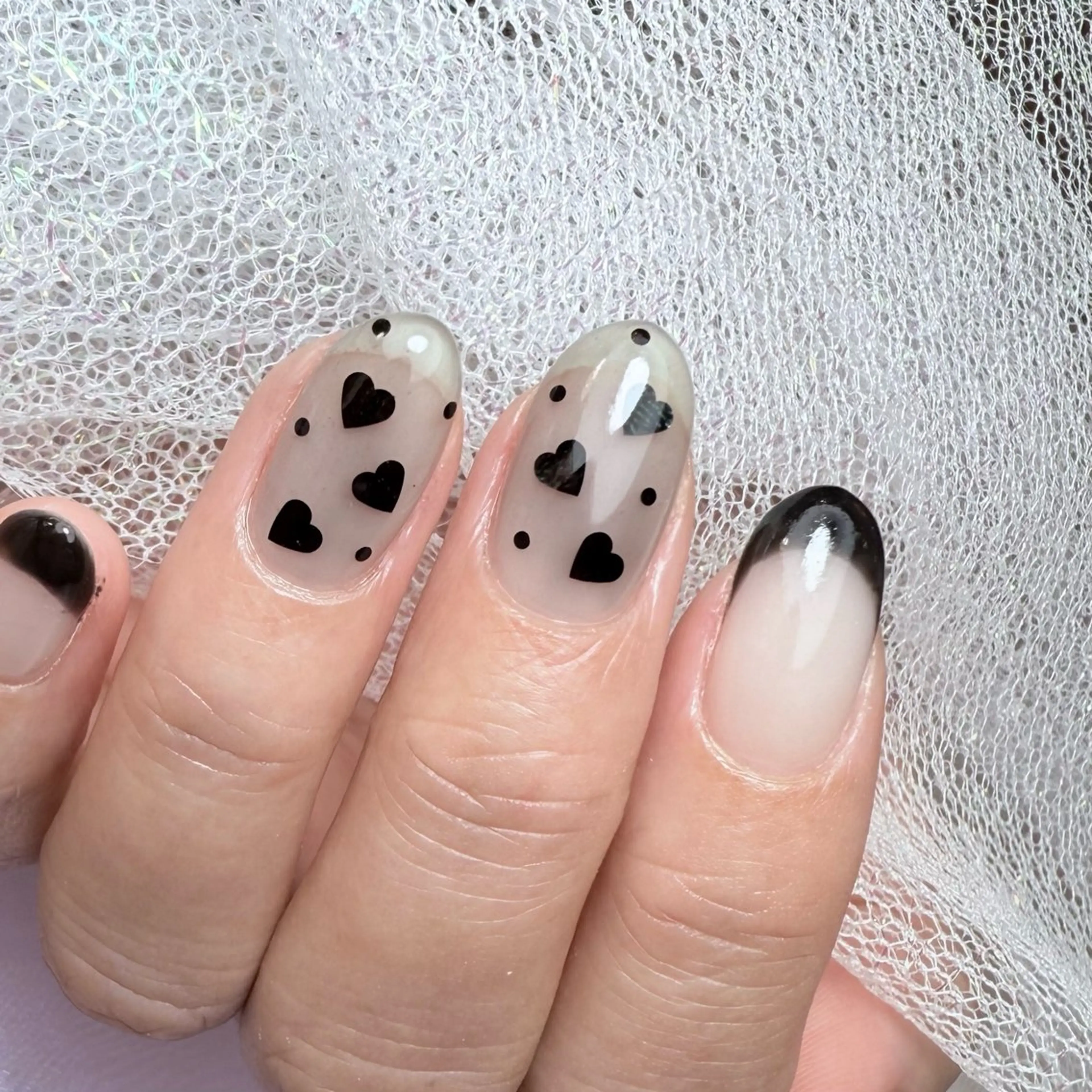 ネイル フレンチネイル ハート オフィスネイル シンプルネイル ハンドネイル Nail salon アトリエジョワ　金山のネイルデザイン