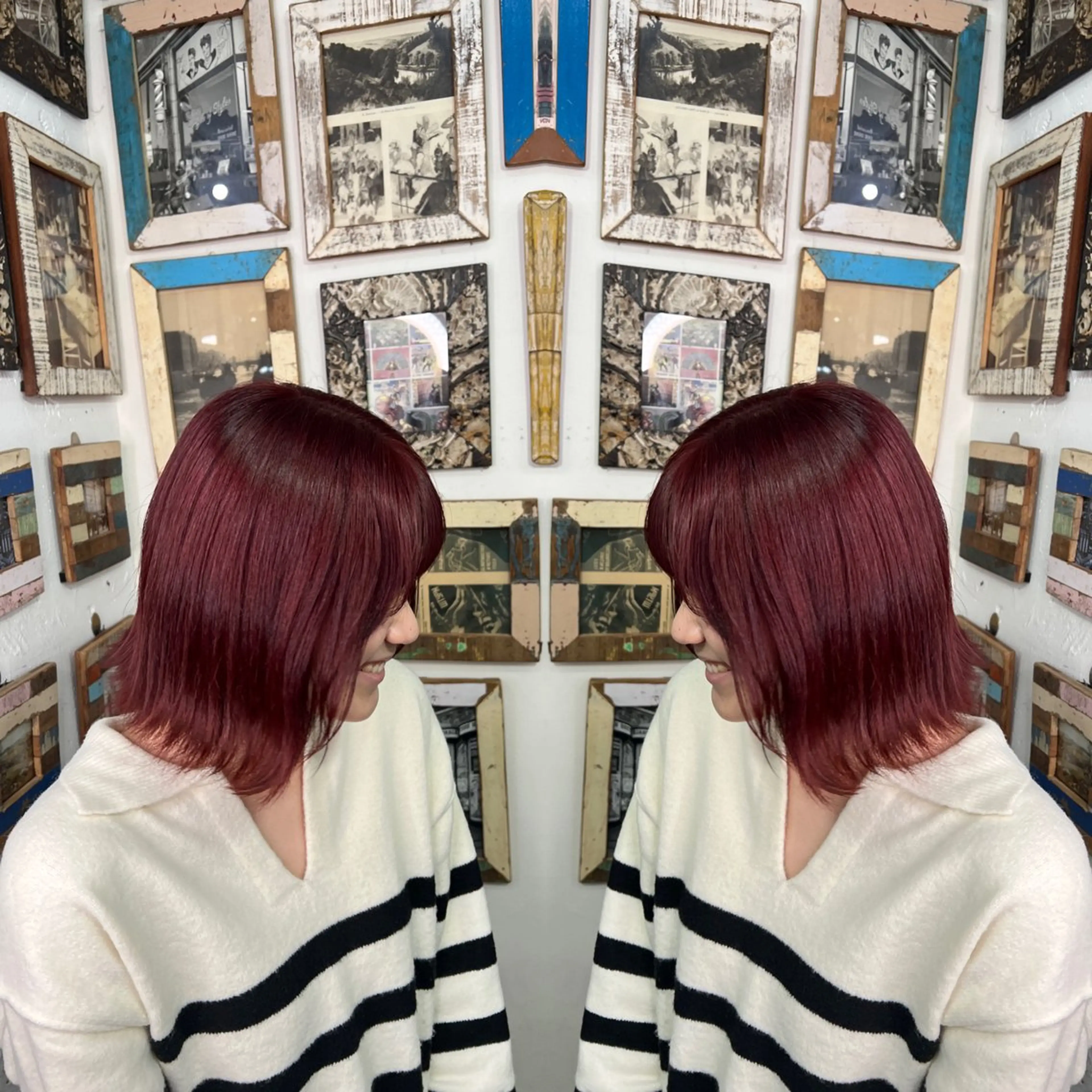 ミディアム カラー ハイライト/レイヤー /ハイトーン/AOIのヘアスタイル