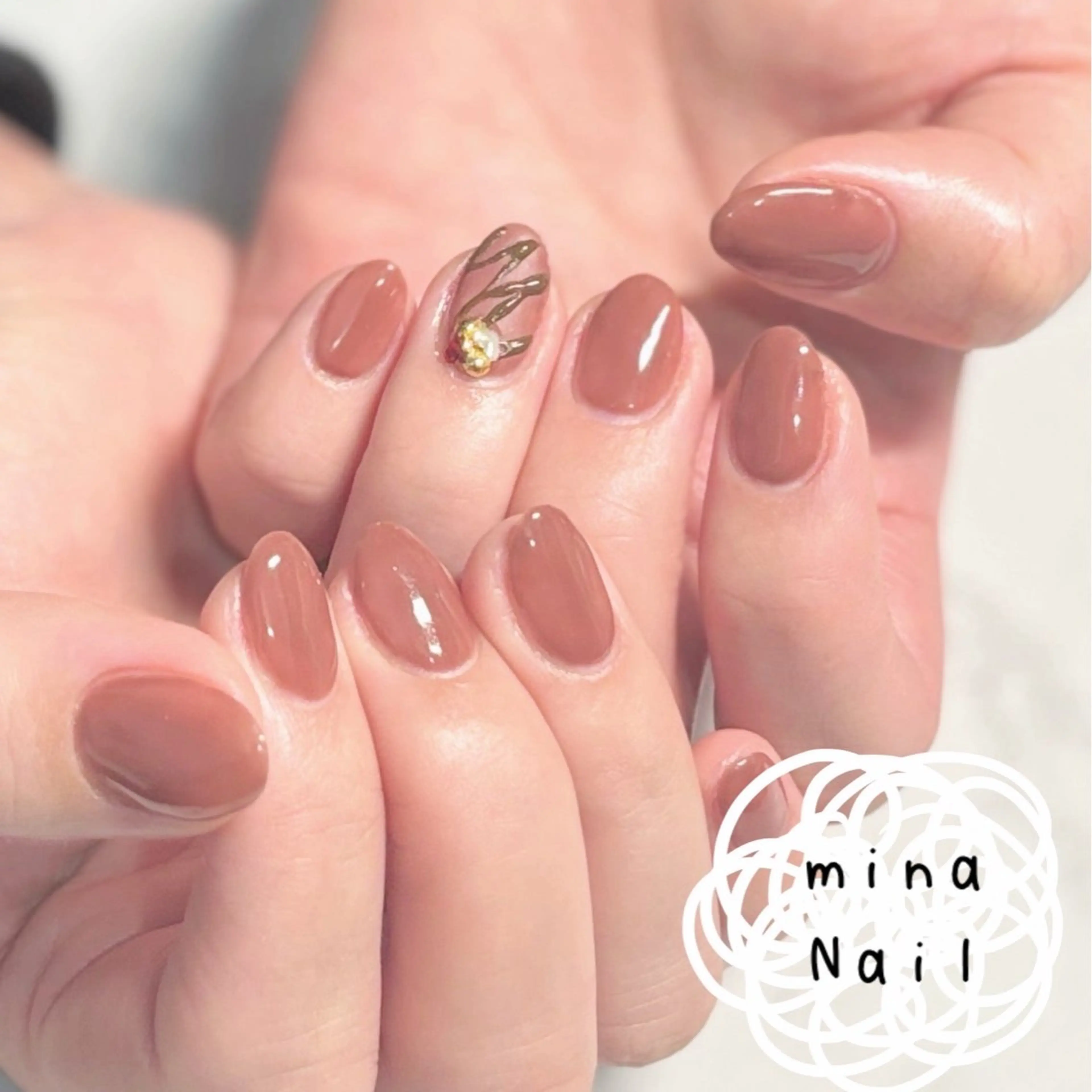 ネイル アートネイル ワンカラーネイル バレンタイン mina Nailのネイルデザイン