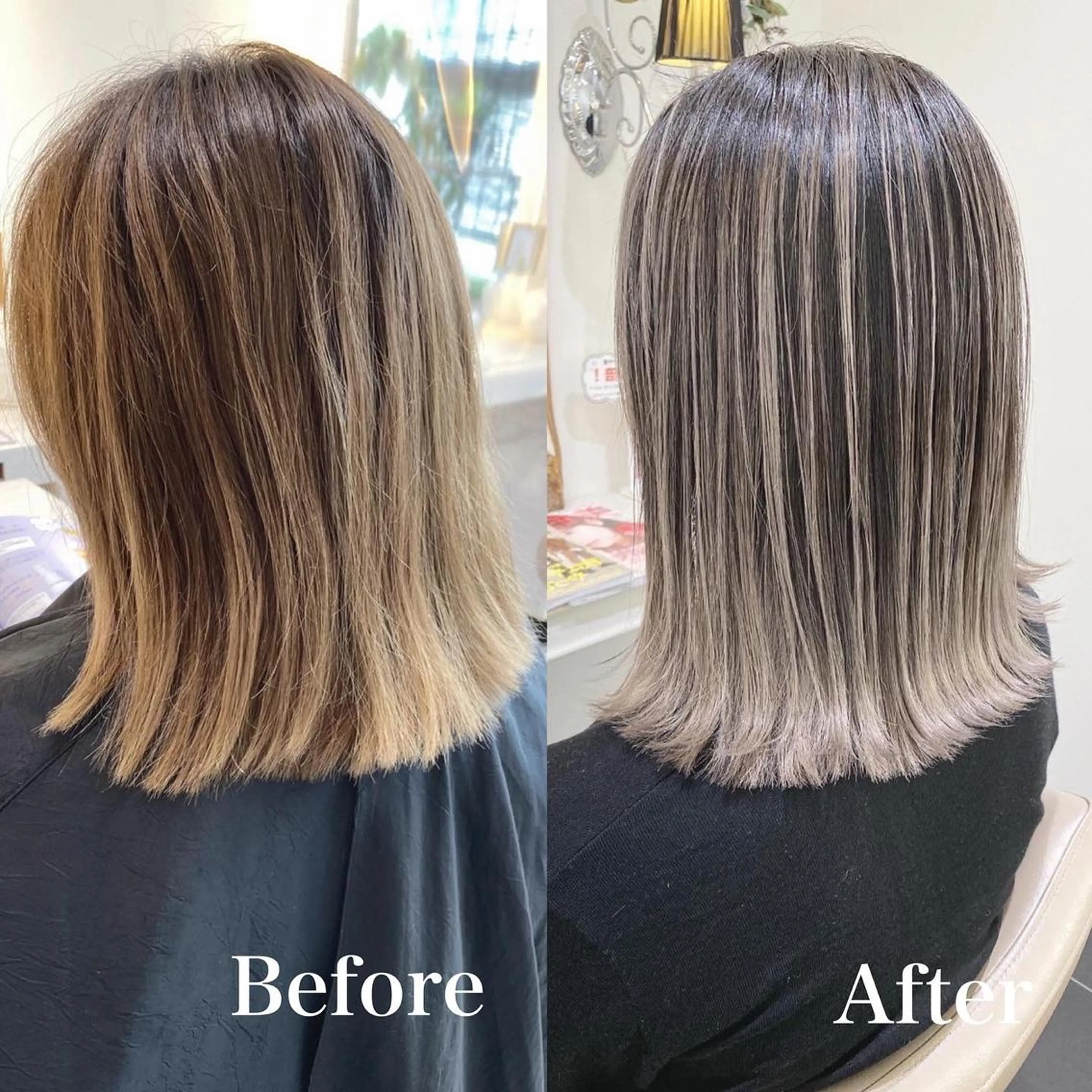 セミロング カラー バレイヤージュ 髪質改善 レイヤーカット カット ヘアカラー トリートメント 山崎俊輔/髪質改善 /バレイヤージュのヘアスタイル