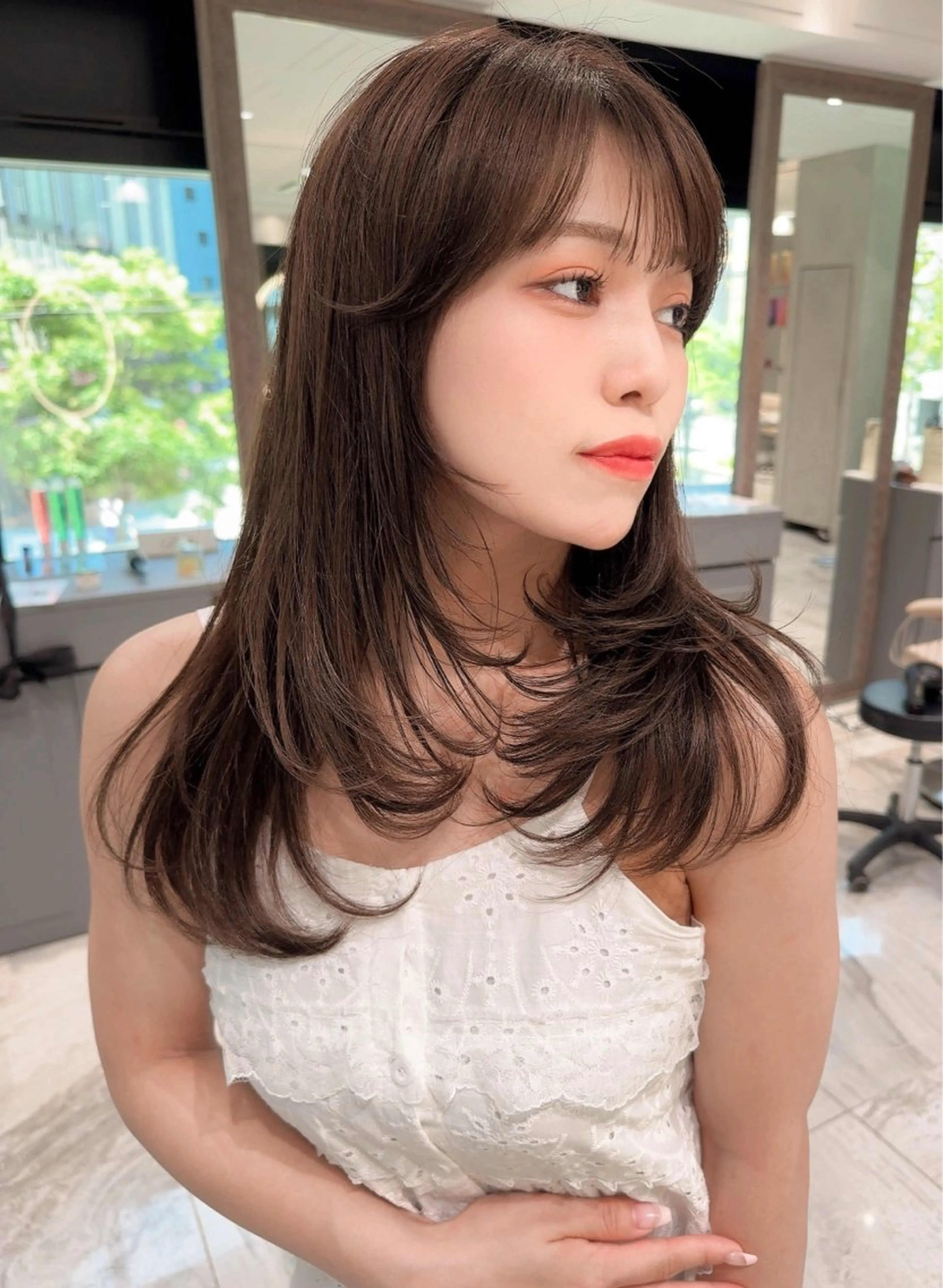 セミロング カラー ベージュカラー 黒髪 ブリーチ ブルーカラー ブルーブラック カット ヘアカラー トリートメント 木屋元一/透明感 /前髪/ショートボブのヘアスタイル