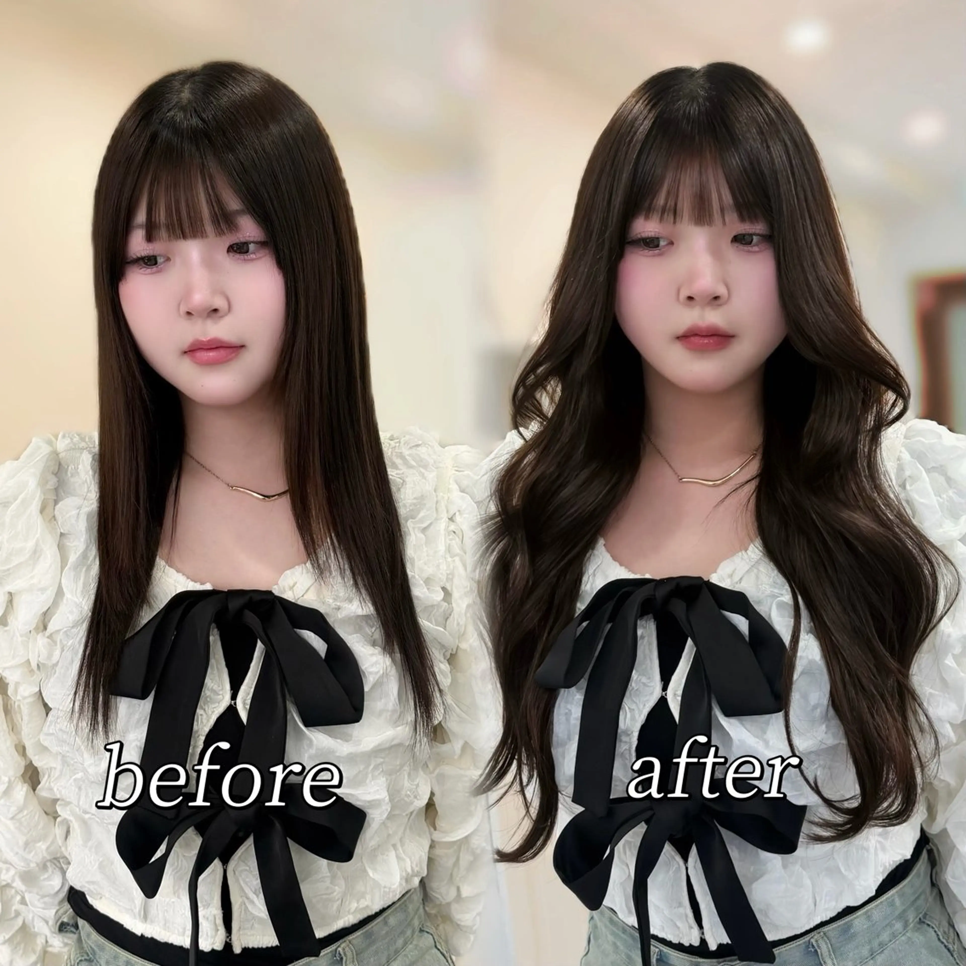 ロング カラー HINA🎀韓国ヘア エクステ/小顔カットのヘアスタイル