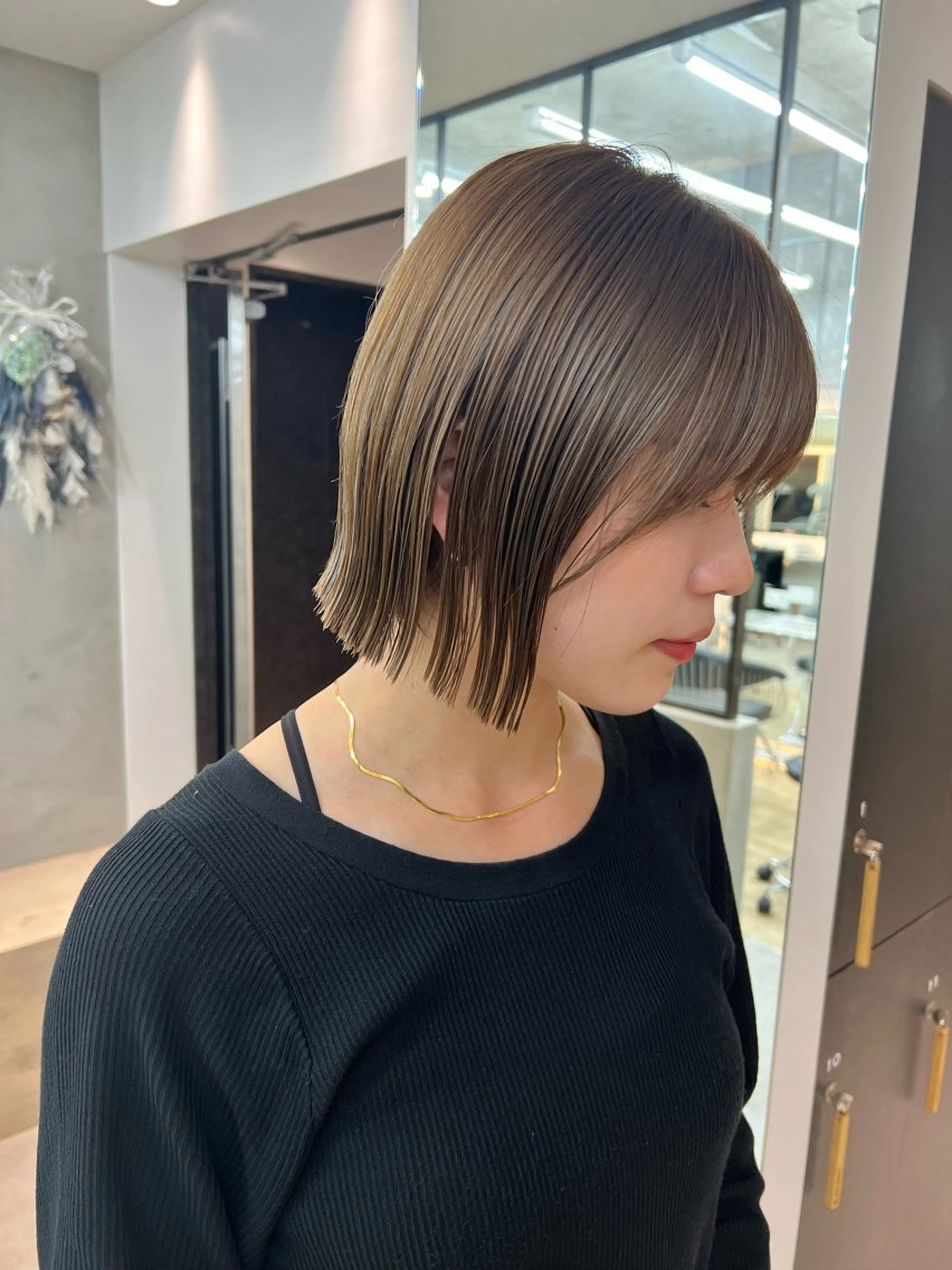 ミディアム カット ヘアカラー トリートメント ボブ/縮毛矯正 髪質改善/もえるのヘアスタイル