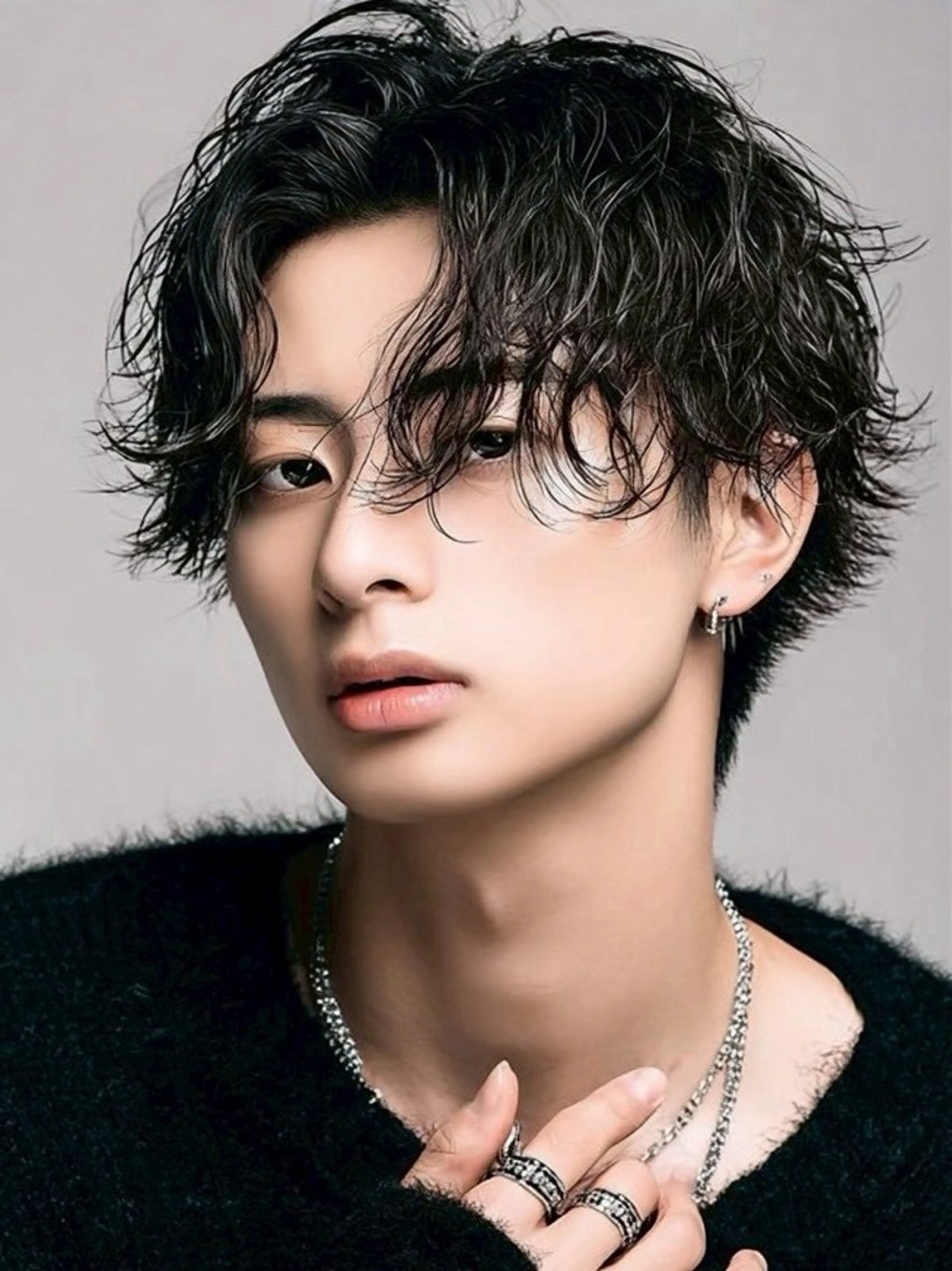 ミディアム パーマ メンズ カット パーマ 💎透明感/韓国/ レイヤー/泉亮介💎のヘアスタイル