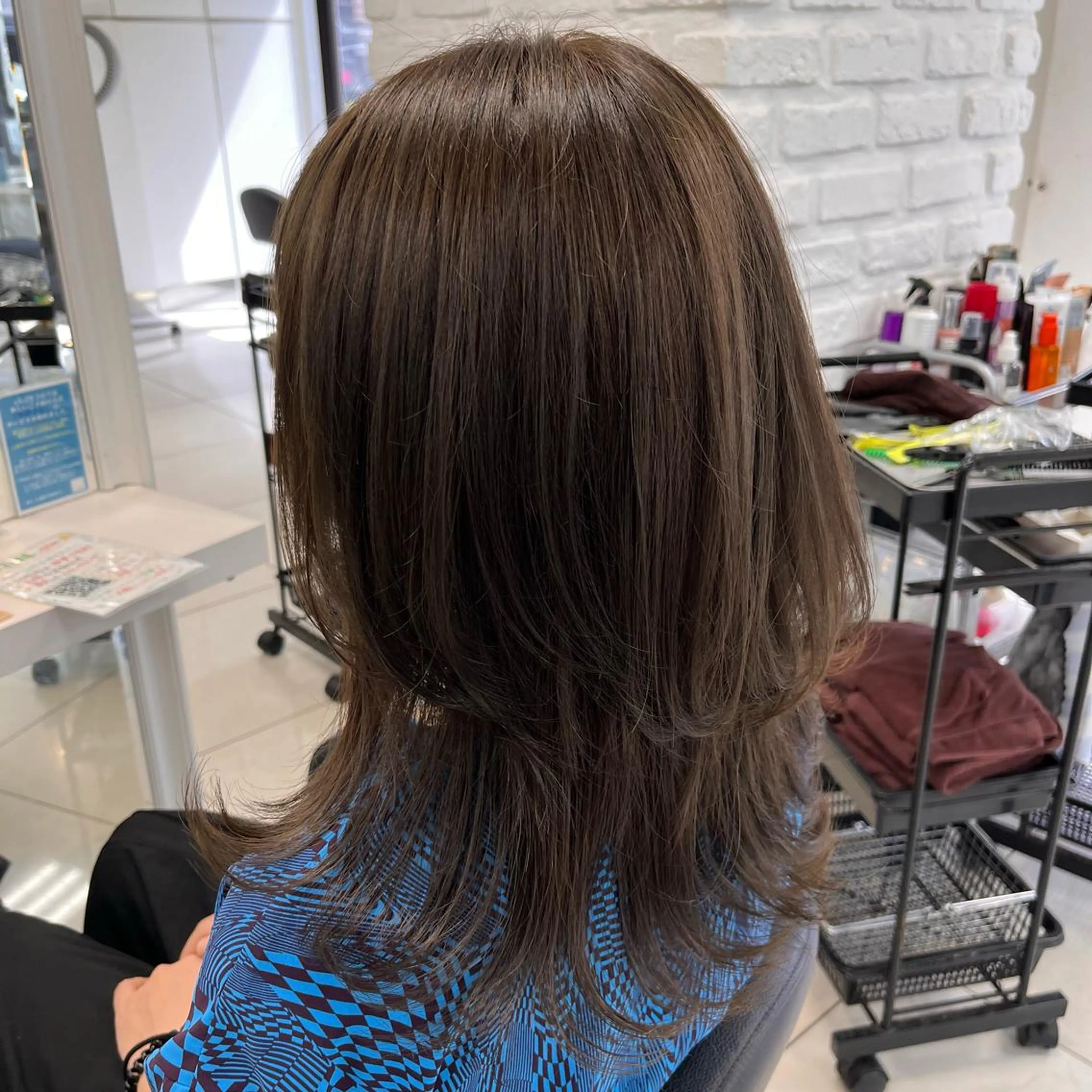 セミロング カラー アッシュ ベージュカラー 透明感カラー イルミナカラー 【メンズ縮毛矯正/ Ryokaのヘアスタイル