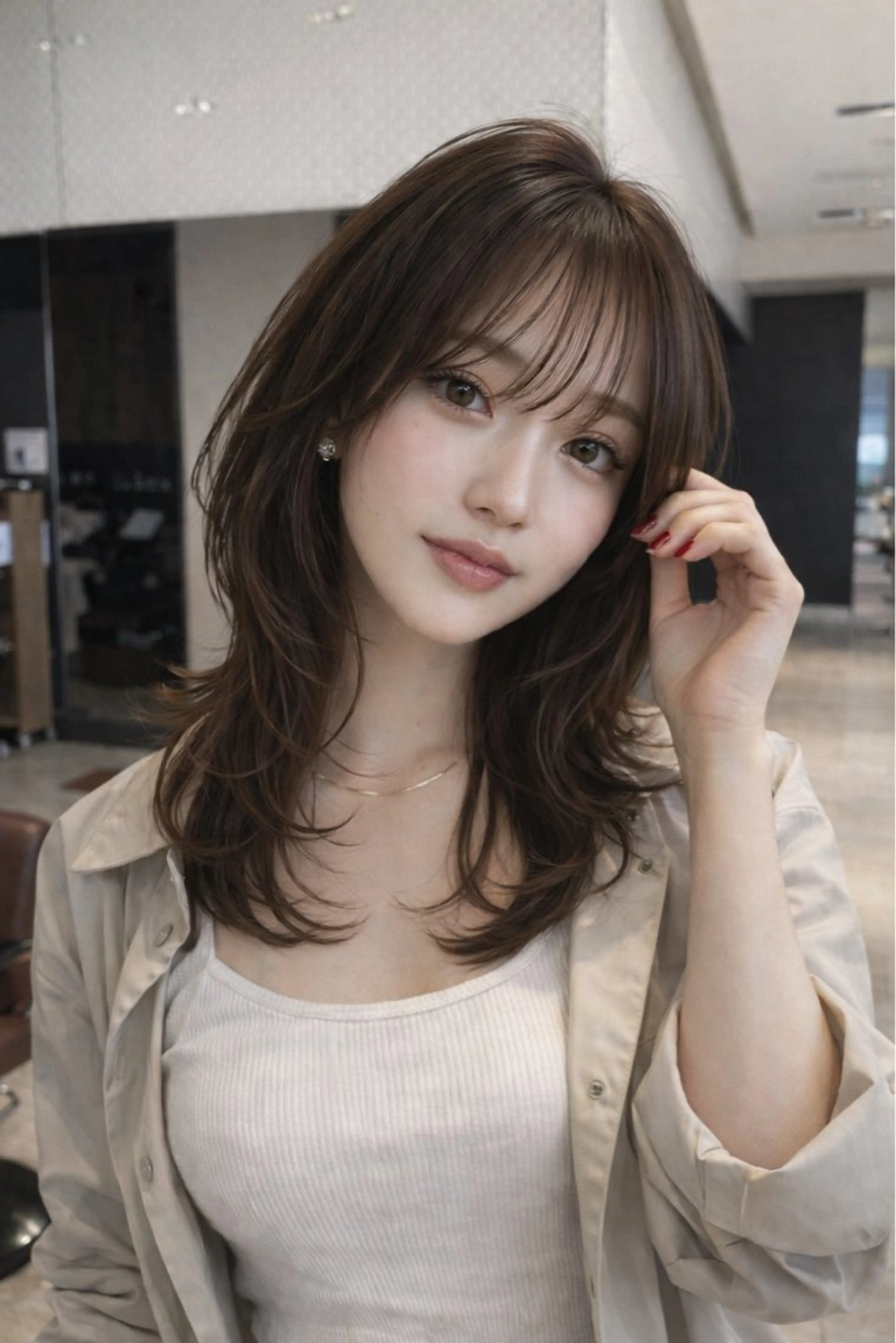 ロング カラー カット ヘアカラー トリートメント SHION/銀座 まとまるカット🩵のヘアスタイル