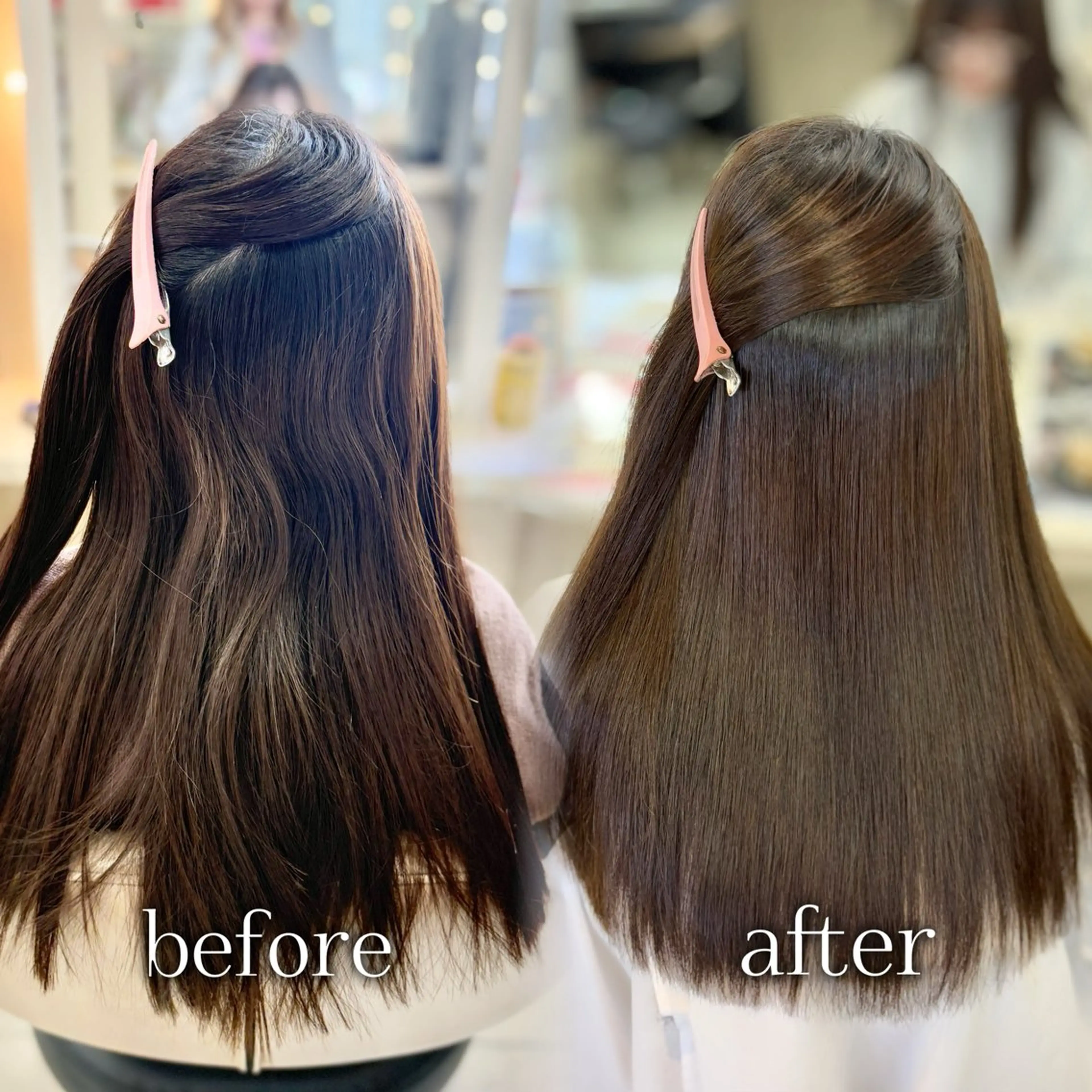 ロング パーマ 縮毛矯正 韓国レイヤー 暖色カラー/さくらのヘアスタイル