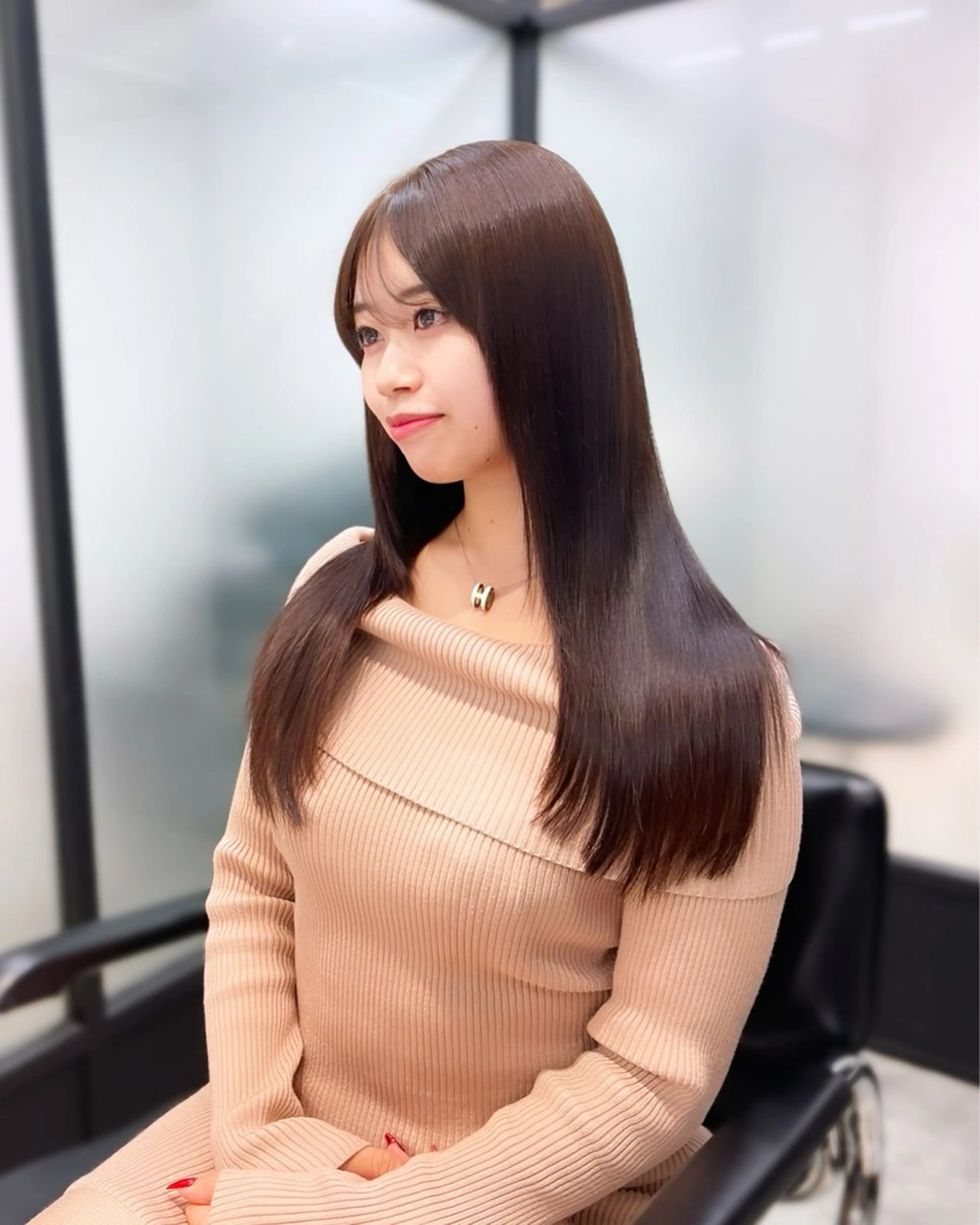 ロング 韓国風ヘア レイヤーカット カット 縮毛矯正 トリートメント 韓国レイヤーカット 髪質改善▫️水野有真のヘアスタイル