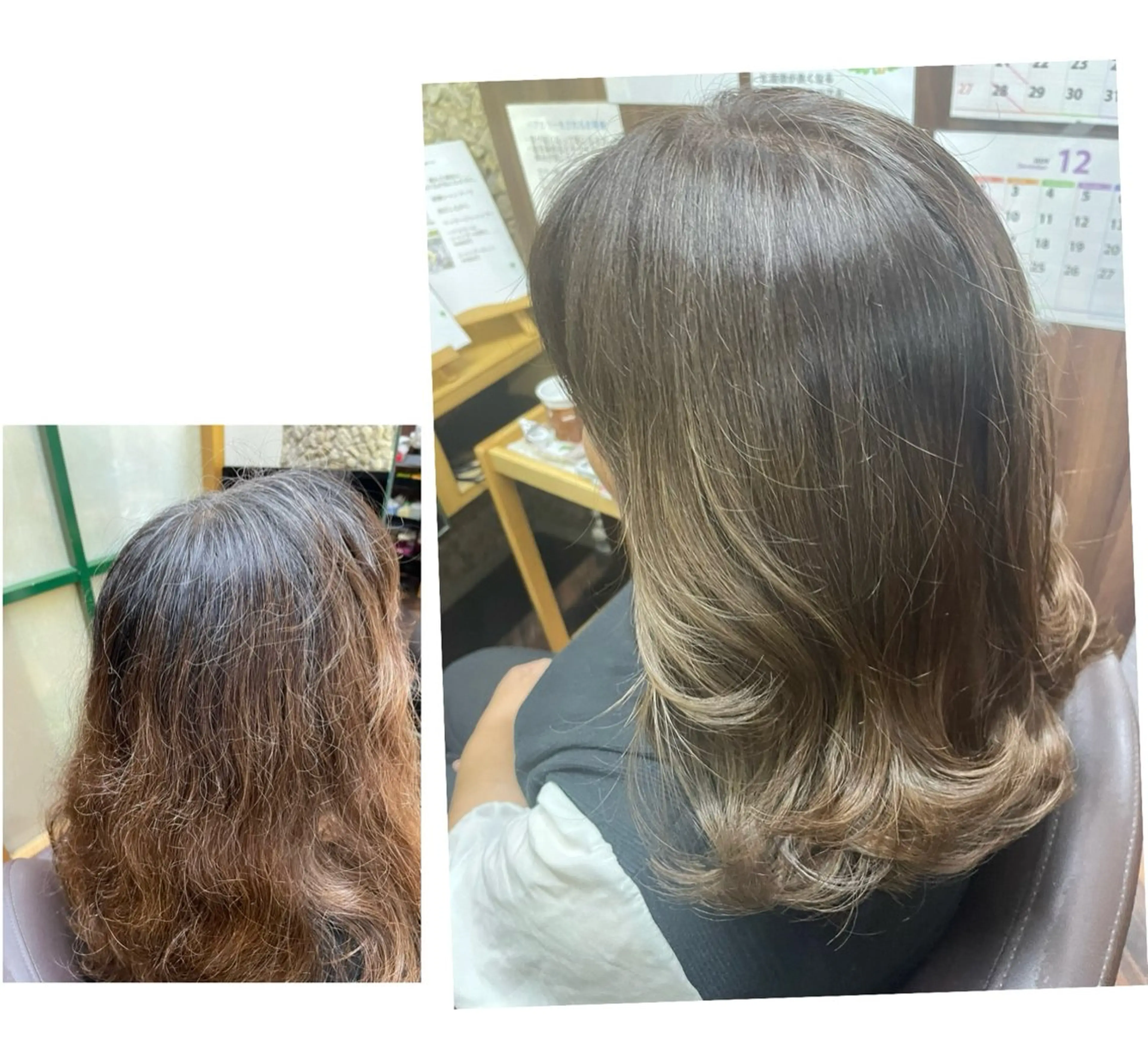 セミロング カラー ブラウンカラー オリーブブラウン katae sayoriのヘアスタイル