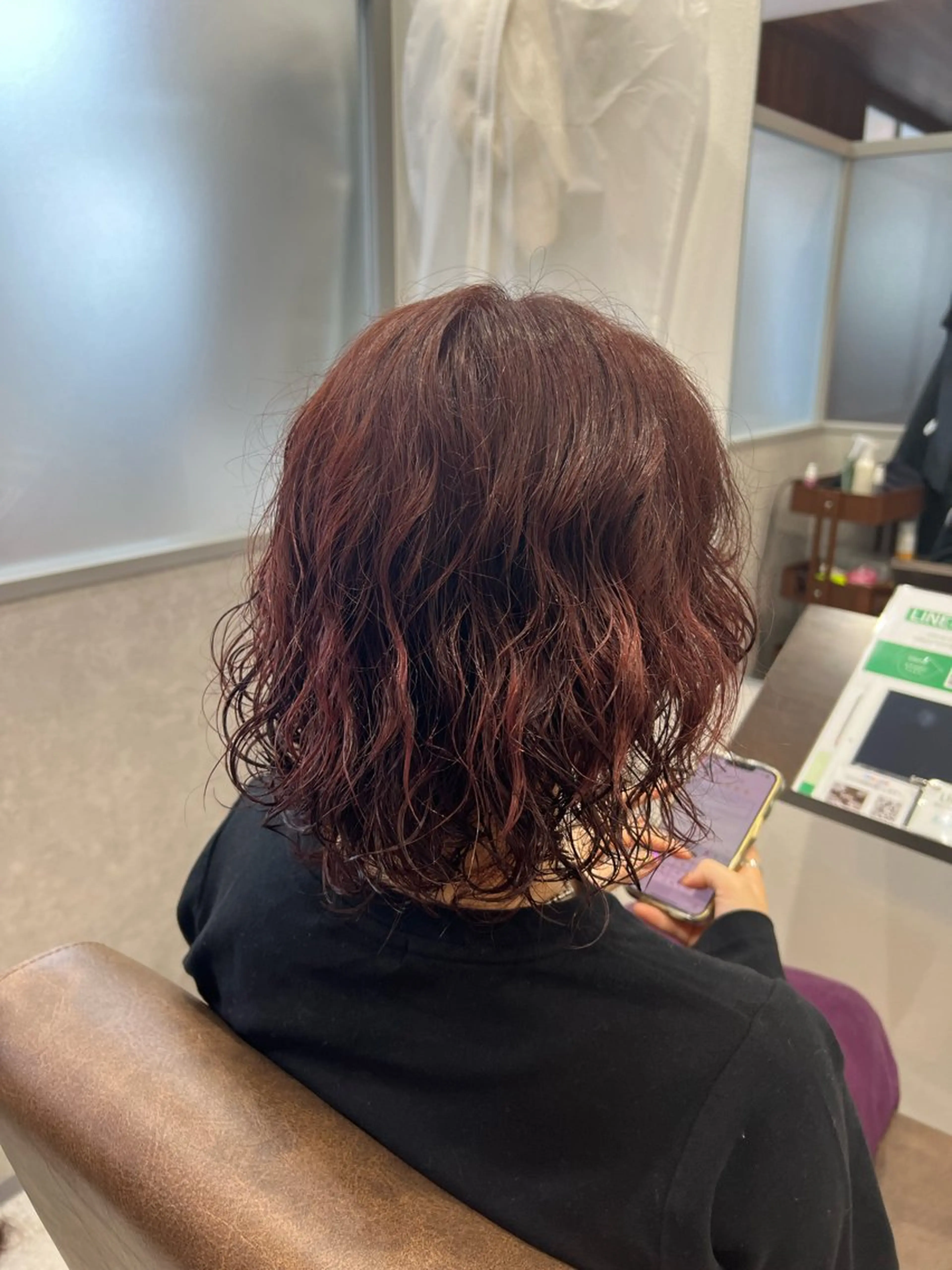 ミディアム カラー ボルドーカラー 美髪矯正/髪質改善 🌼 原田 愛弓のヘアスタイル