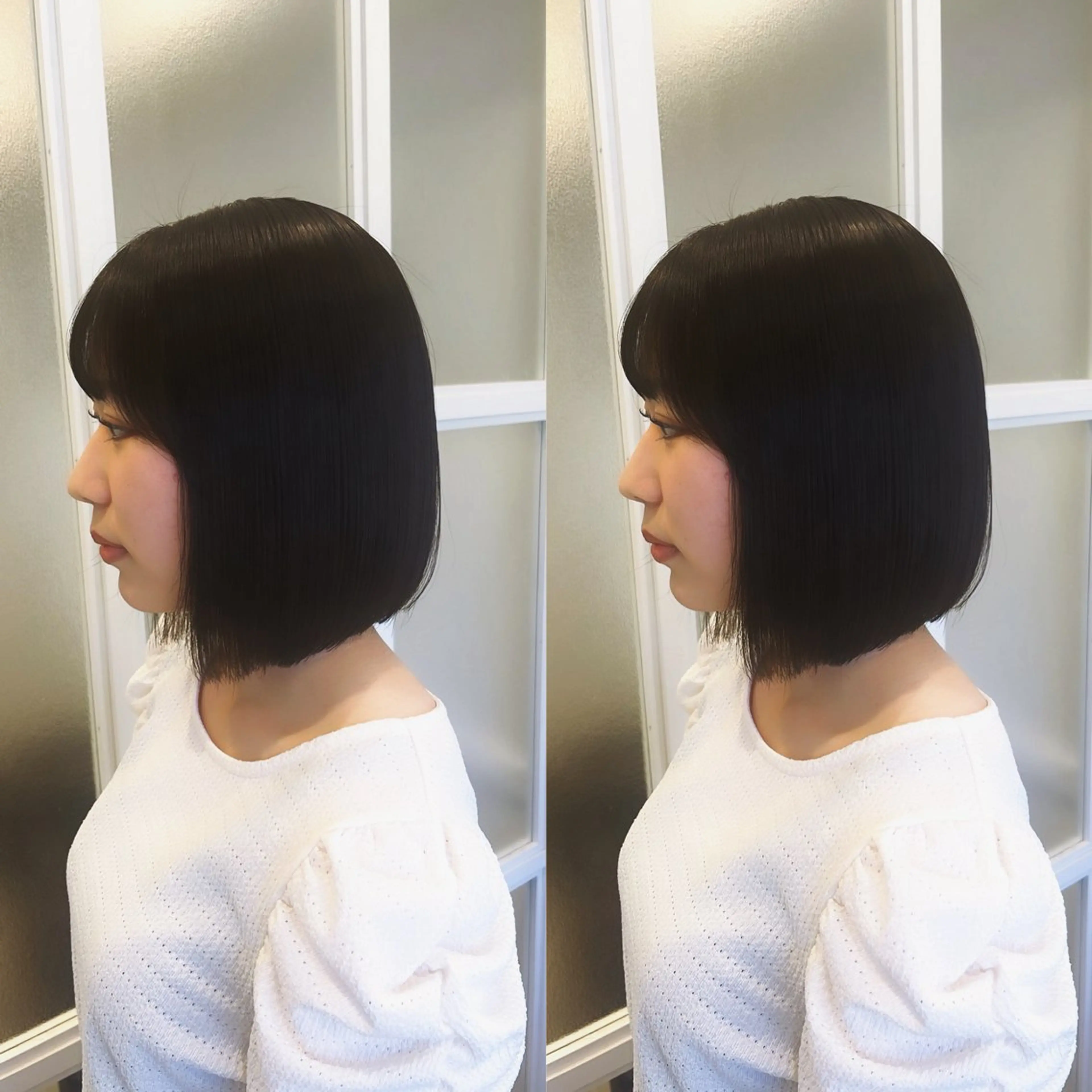 ショート 前下がりボブ ボブ カット ヘアカラー トリートメント 全席個室美容室 縮毛矯正/レイヤーのヘアスタイル