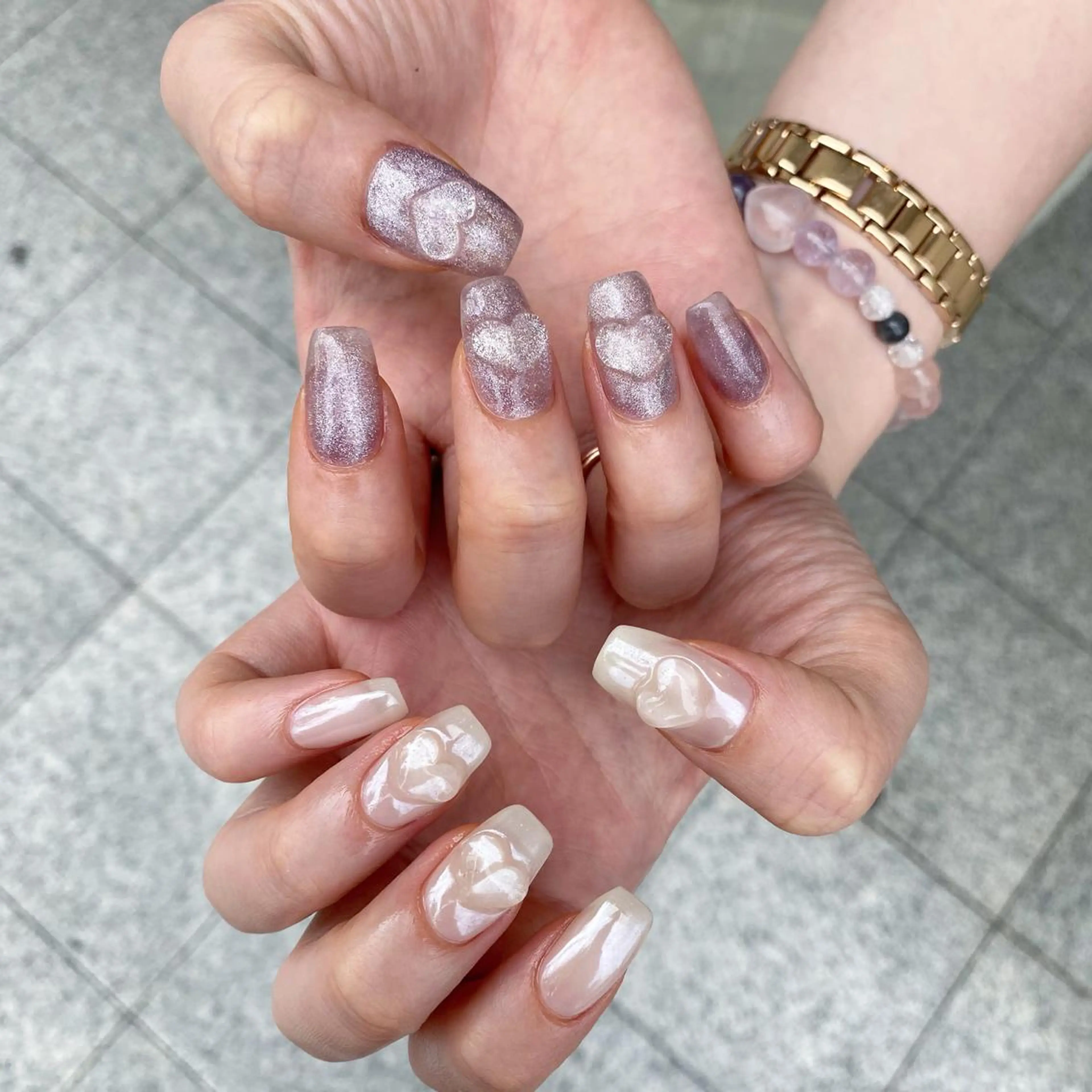 ネイル クリアネイル ハート ぷっくりネイル 相尾 朱音のネイルデザイン