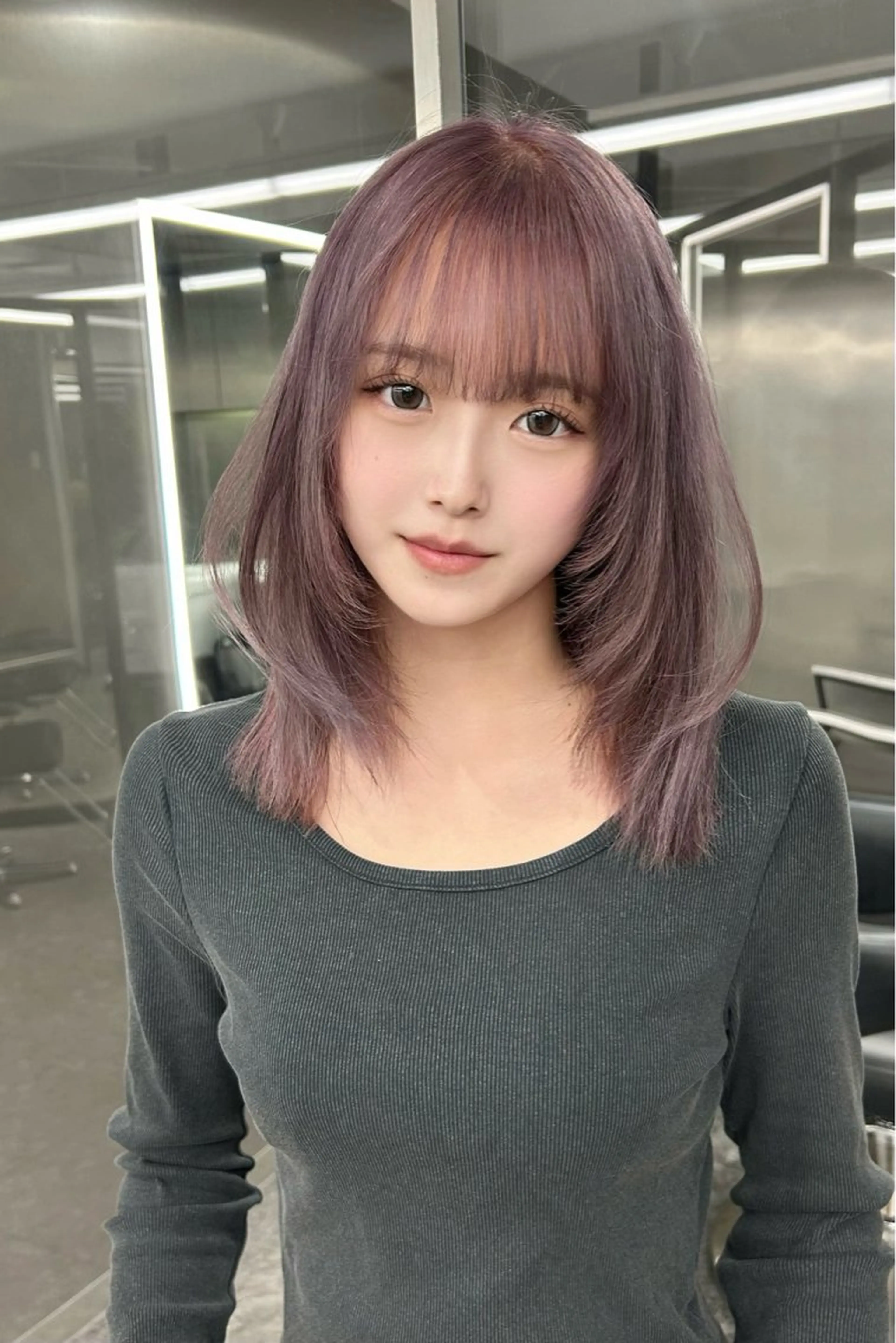 ミディアム カラー カット ヘアカラー nanaka 🤍韓国ワンホンヘアのヘアスタイル