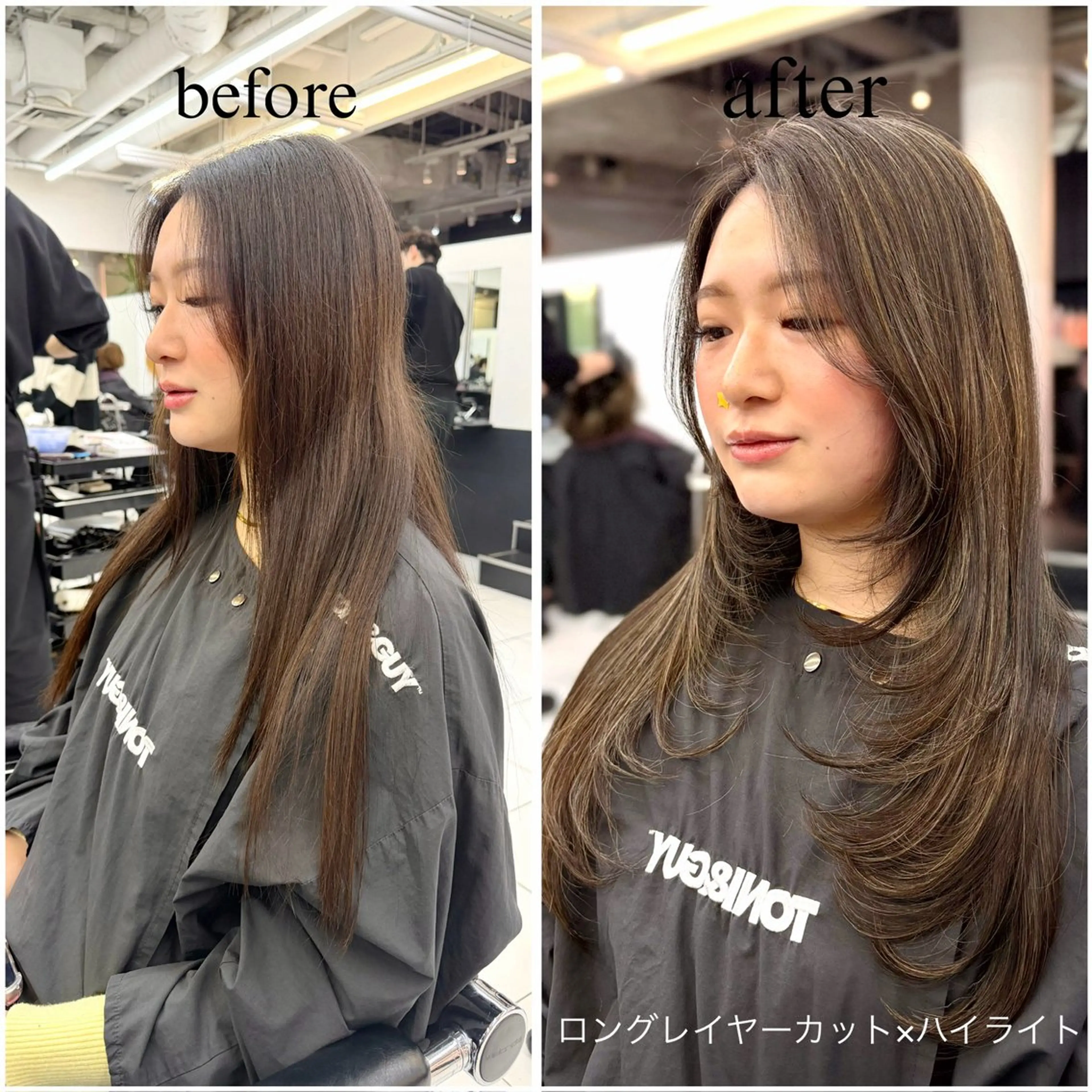 ロング カラー ロングレイヤー ハイライトカラー ハイライト レイヤーカット ロング 無料カットモデル募集 /　 Juanのヘアスタイル