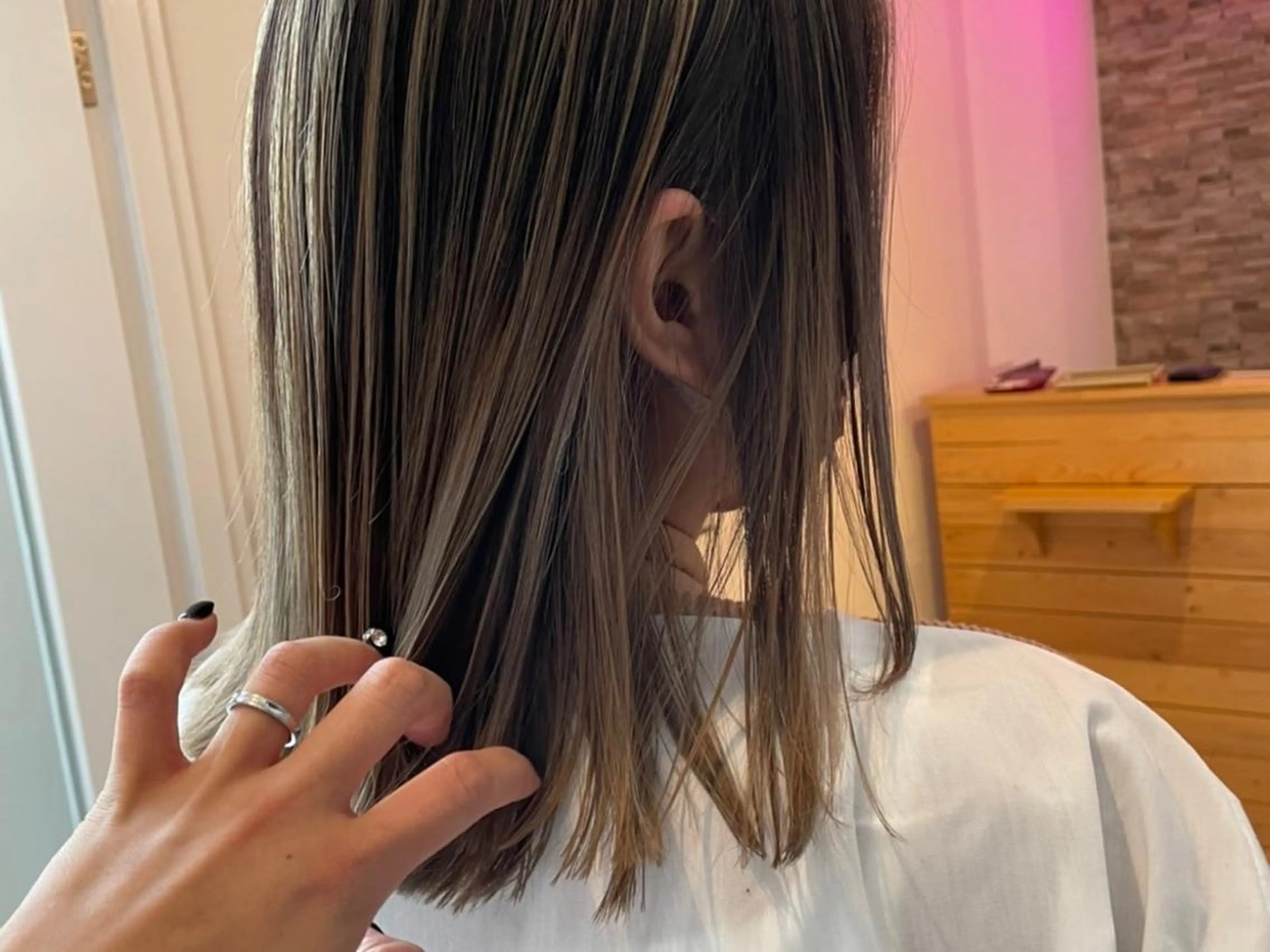 ミディアム カラー ヘアカラー&縮毛矯正 STAR☆RIVERのヘアスタイル