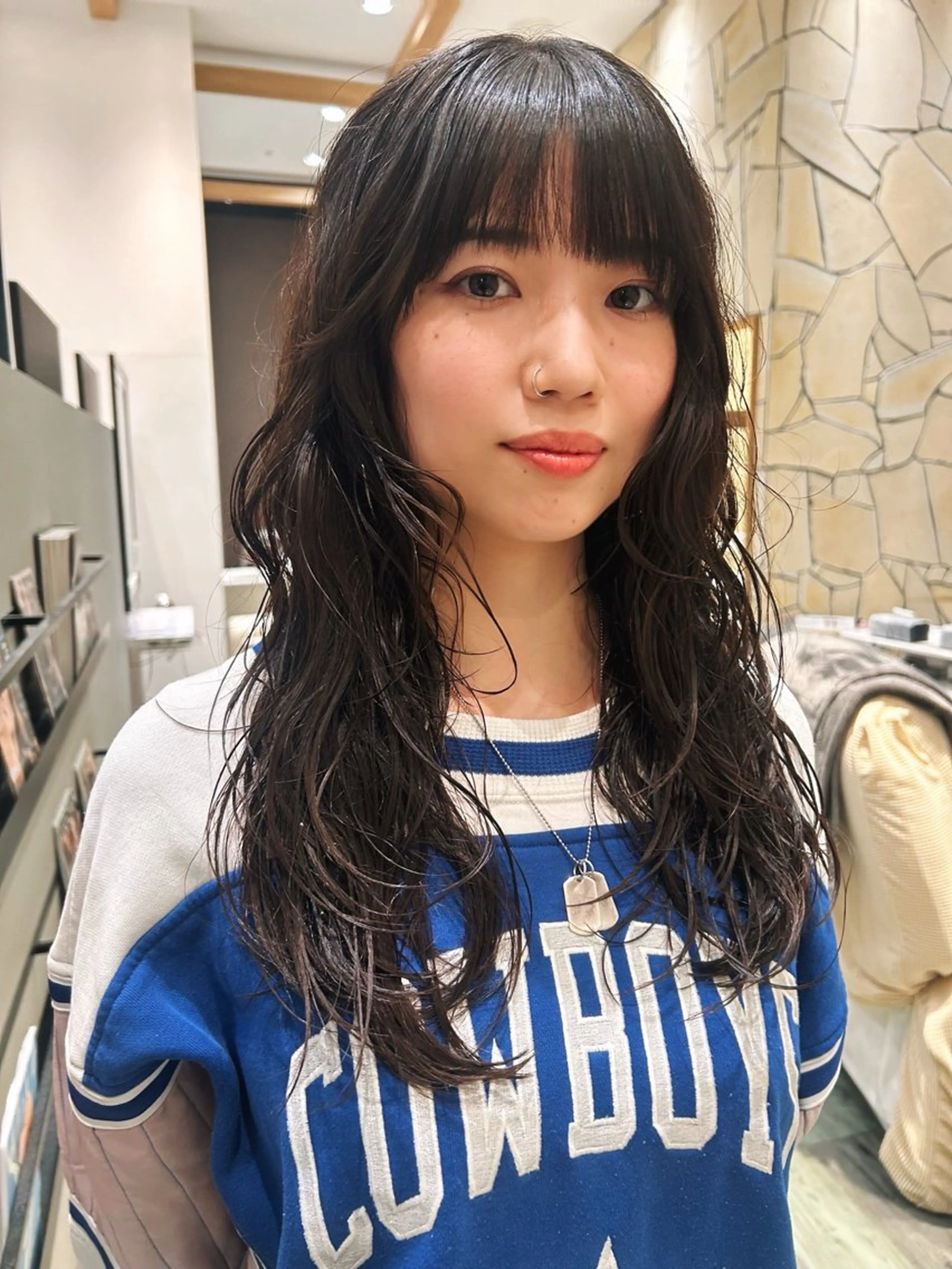 ロング パーマ 似合わせカット ニュアンスパーマ カット パーマ k-two☁あべの/ パーマ/Touaのヘアスタイル