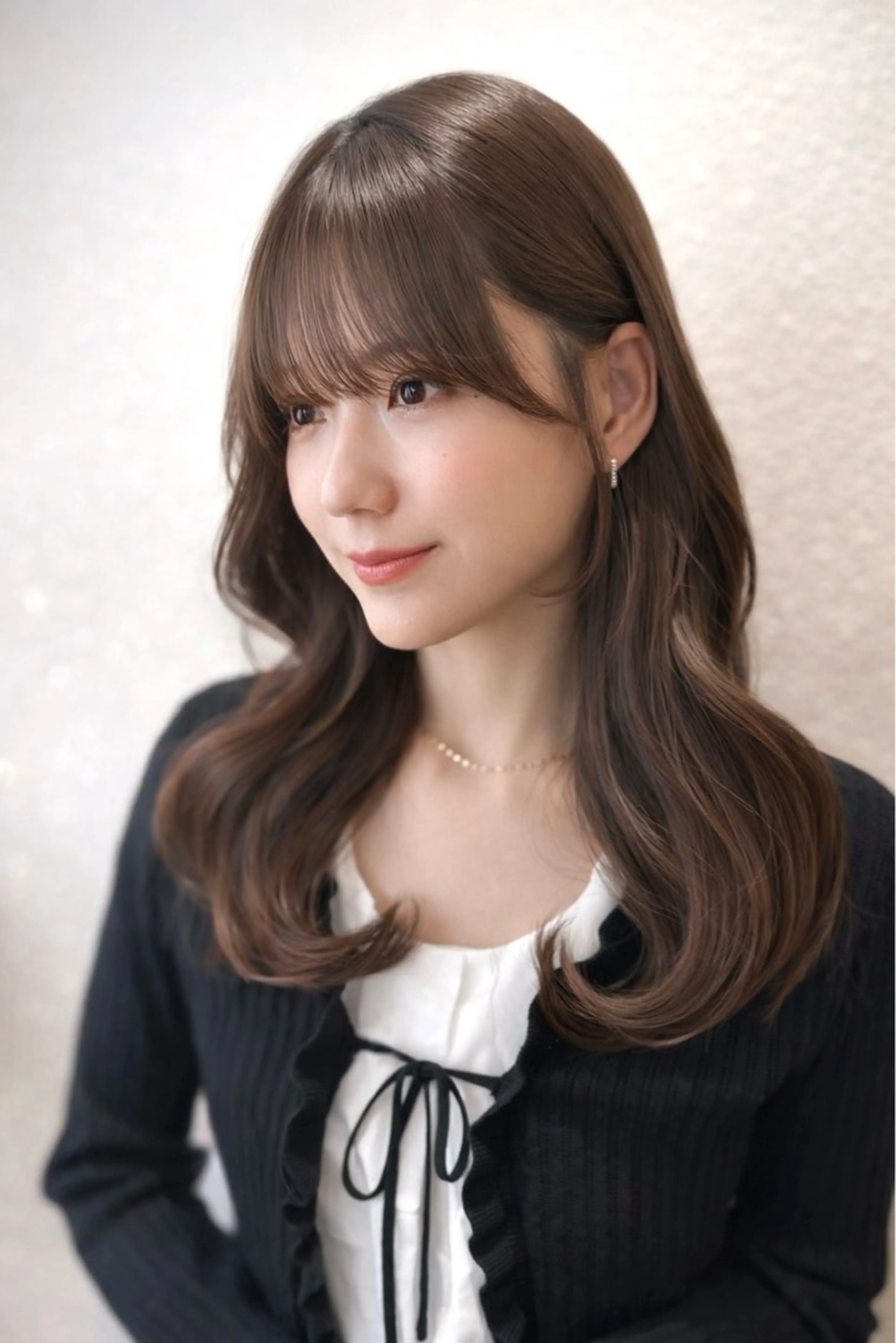 ロング くびれヘア 顔周りカット 韓国風ヘア レイヤーカット サイドバング カット ヘアカラー 韓国ヘア/レイヤー/ 前髪/髪質改善/石川のヘアスタイル