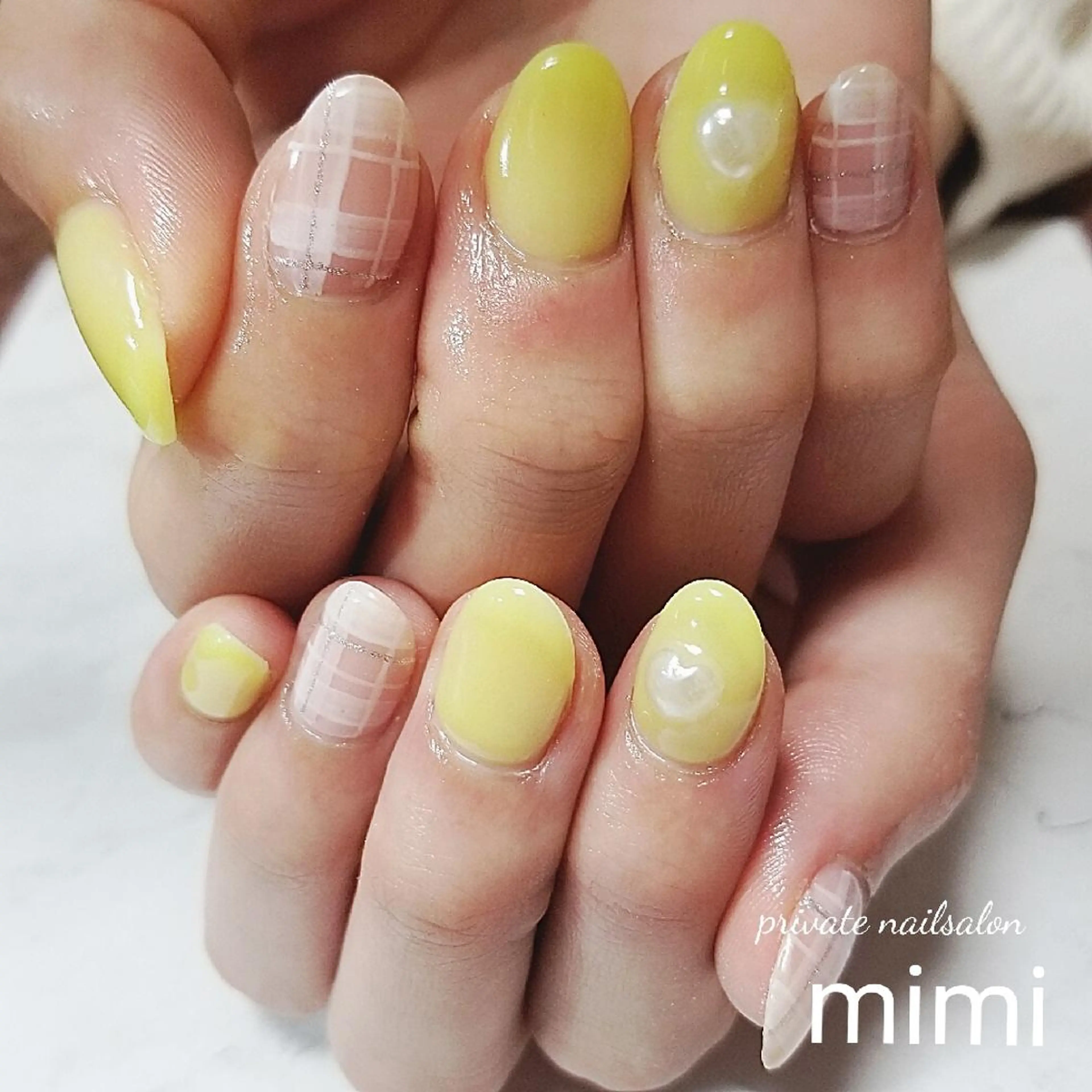 ネイル パステルネイル 黄色 博多ネイル ｍｉｍｉのネイルデザイン