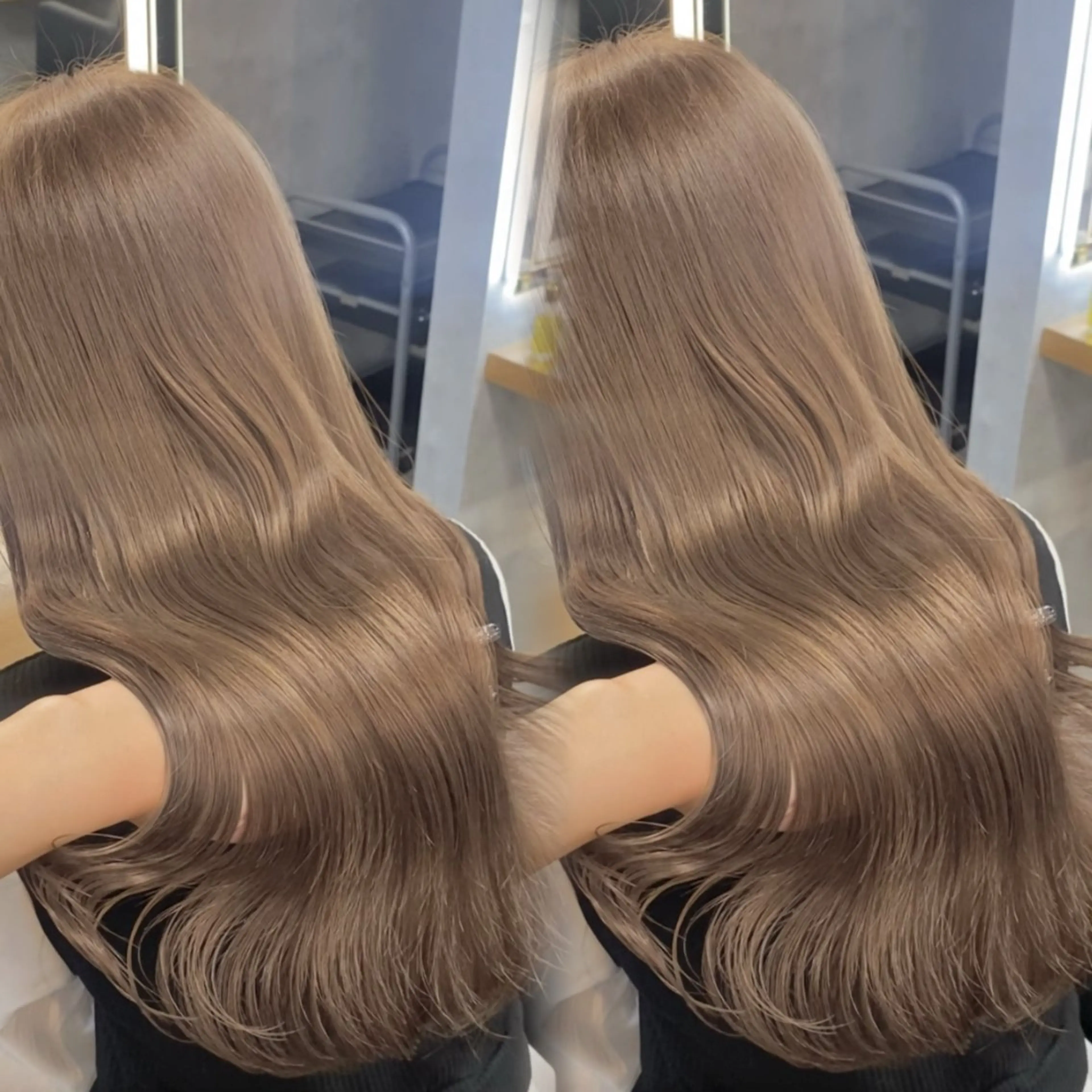 ロング カラー ベージュカラー ミルクティーベージュ ヘアカラー トリートメント ヘッドスパ ヘアセット 淡色/ワンホンヘア 🤍MINORIのヘアスタイル
