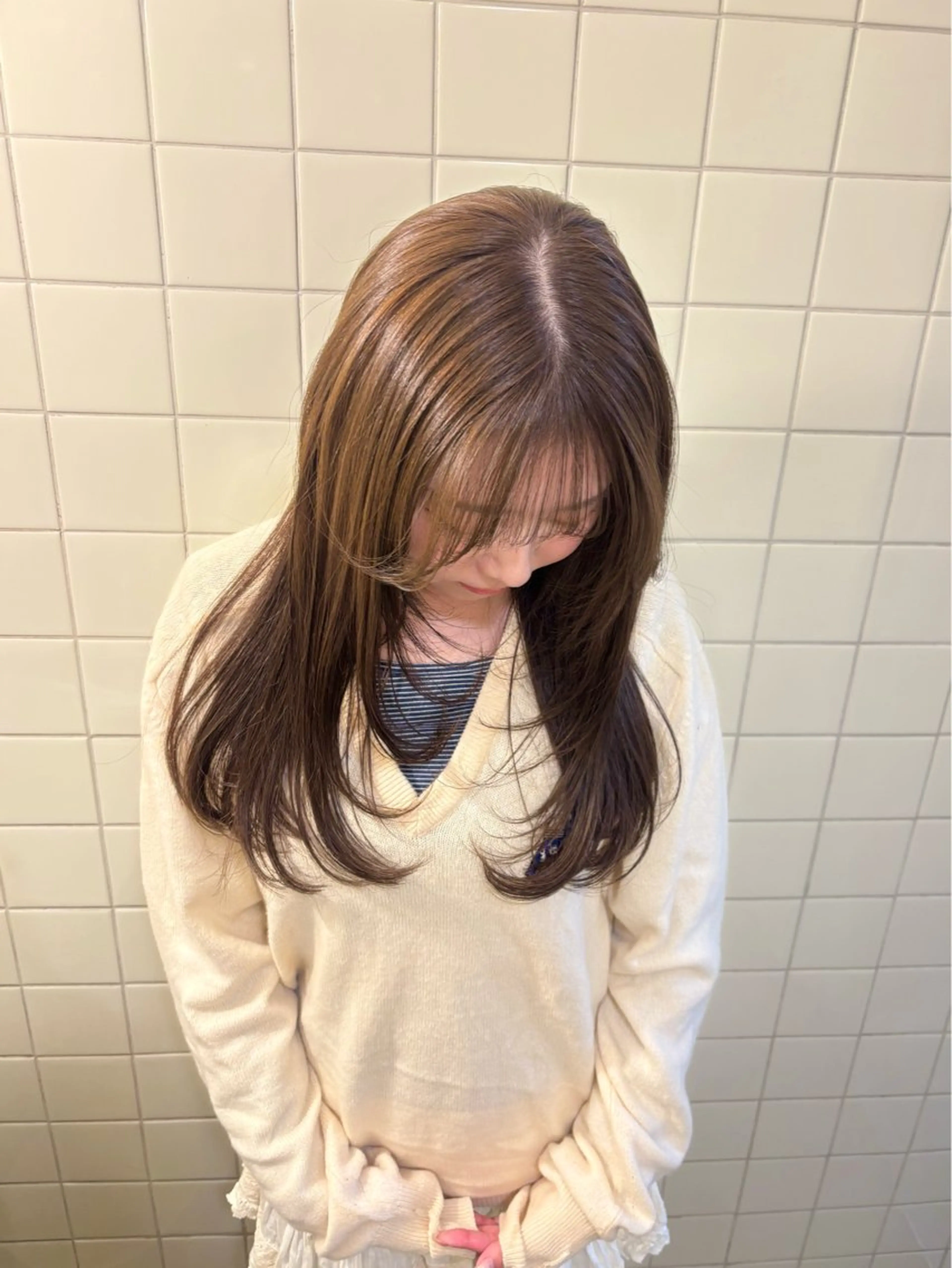 ロング カラー ヘアカラー トリートメント ボブ&顔まわりレ イヤー♡TOMOE♡のヘアスタイル