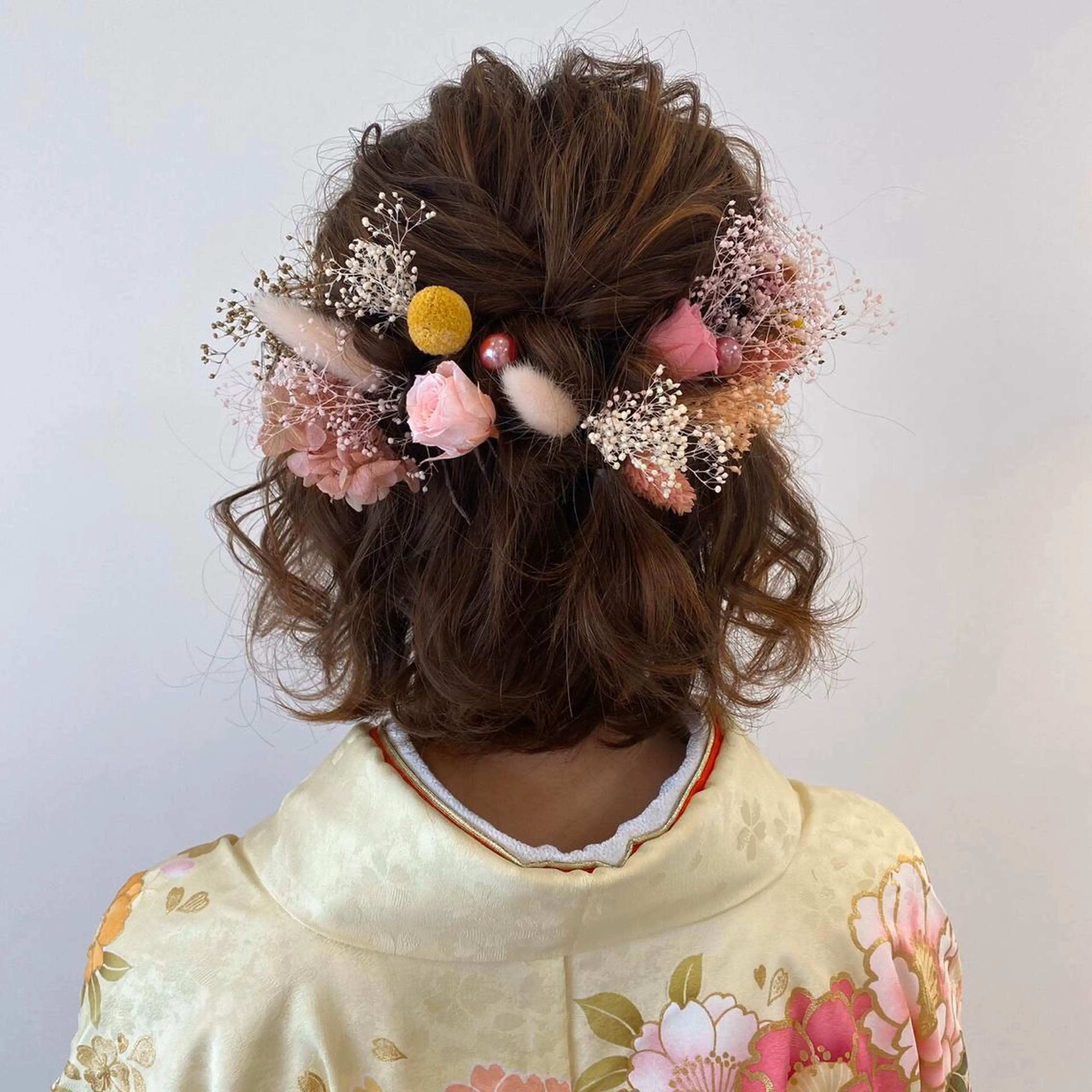 ミディアム カラー パーマ ヘアアレンジ ハーフアップ まつパ/まつエク Ci belleのマツエク・マツパデザイン