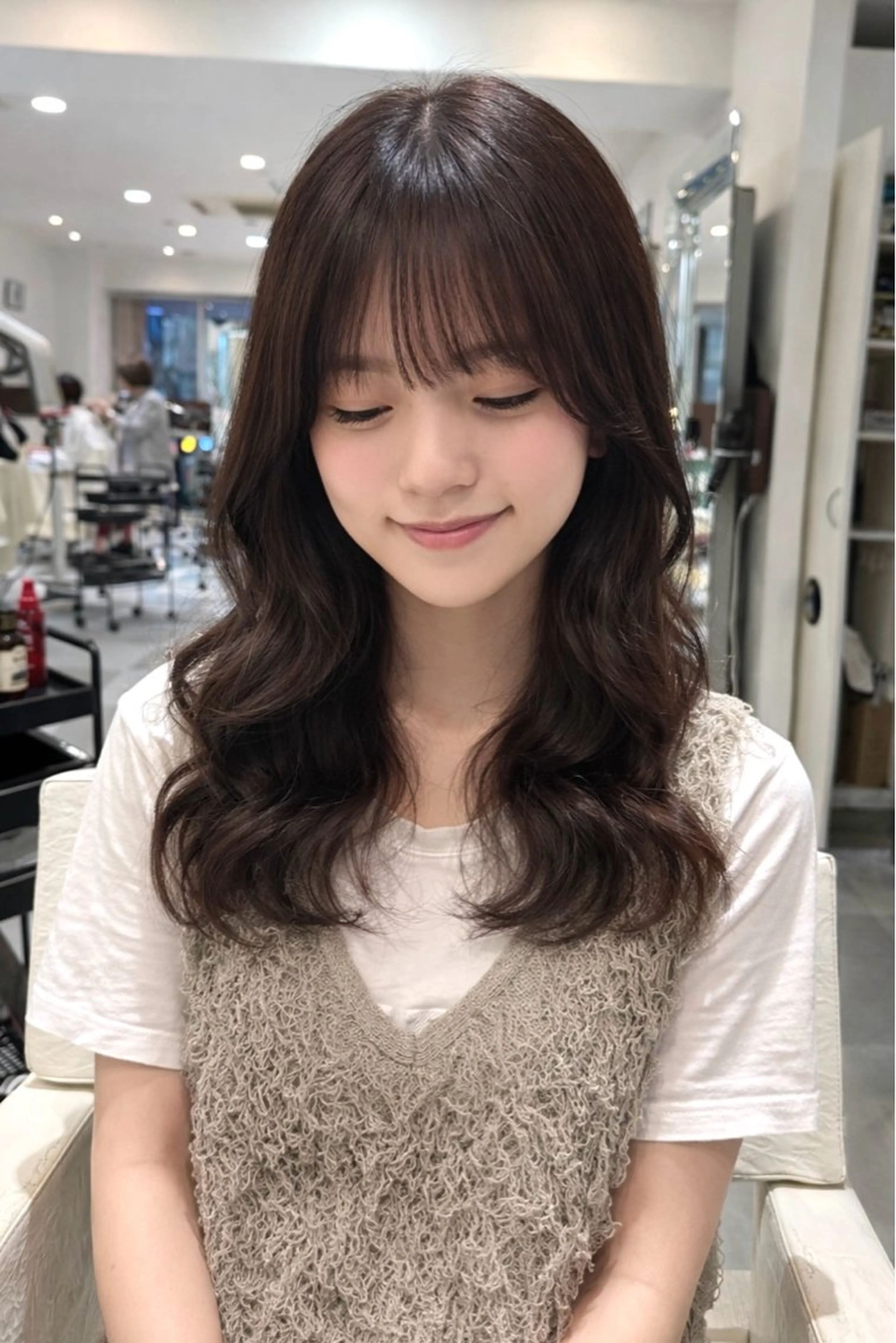 ロング パーマ デジタルパーマ カット パーマ トリートメント コテ巻き風パーマ/ デジタルパーマのヘアスタイル