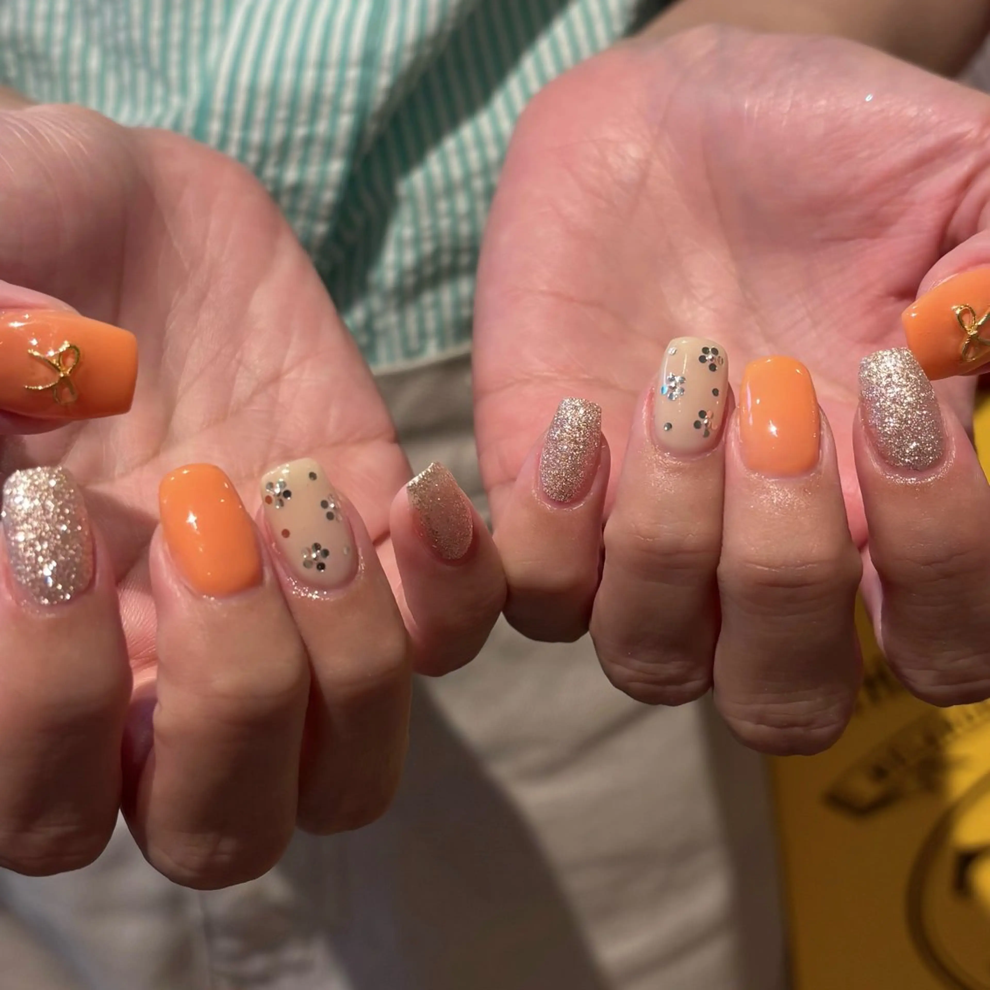 ネイル フラワーネイル ラメ(グリッター) リボン 夏ネイル ハンドネイル Bianca名駅店 安田のネイルデザイン