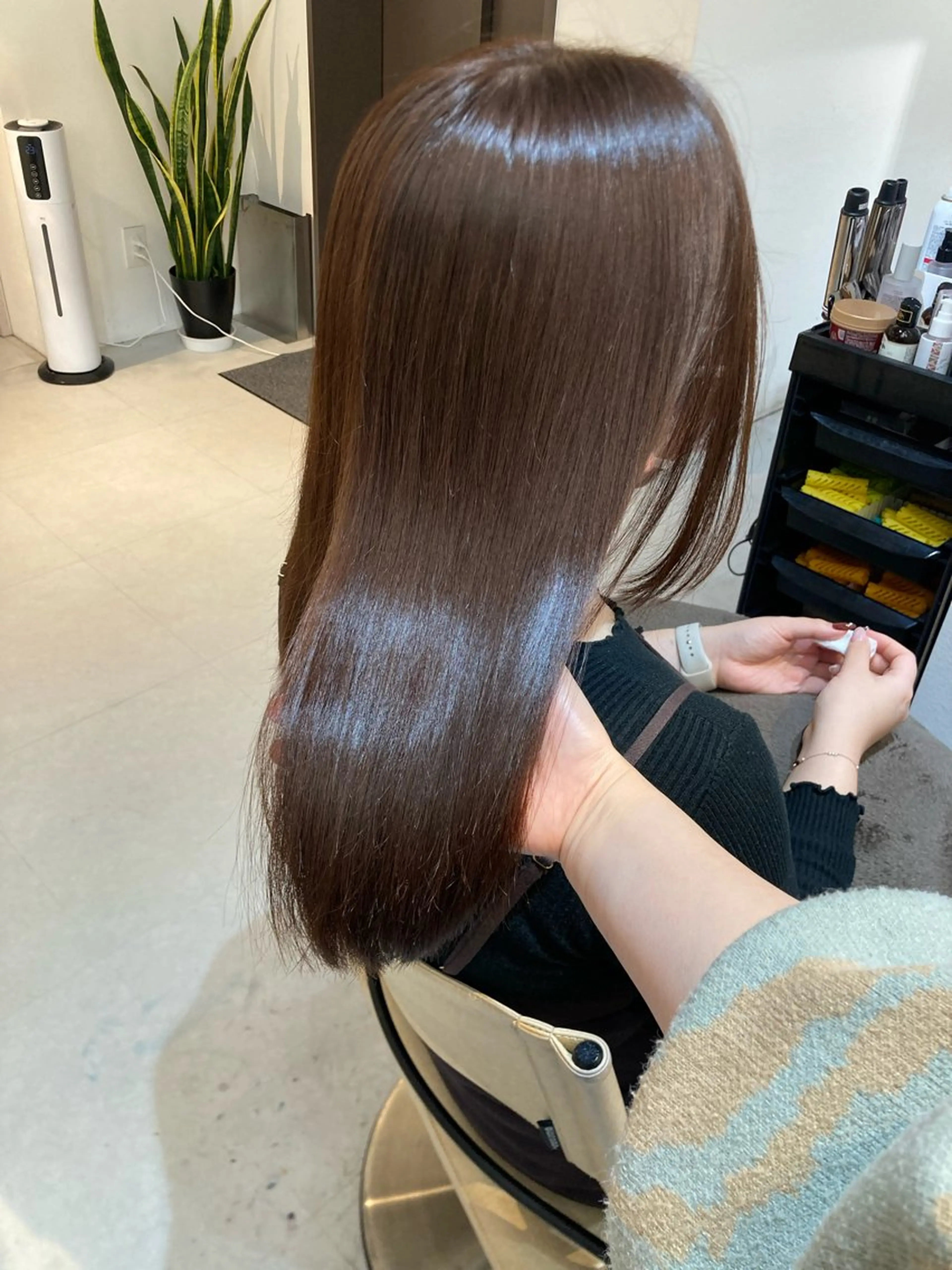 ミディアム カット ヘアカラー トリートメント ✨色持ちの良い艶 カラー✨蟹江真世のヘアスタイル