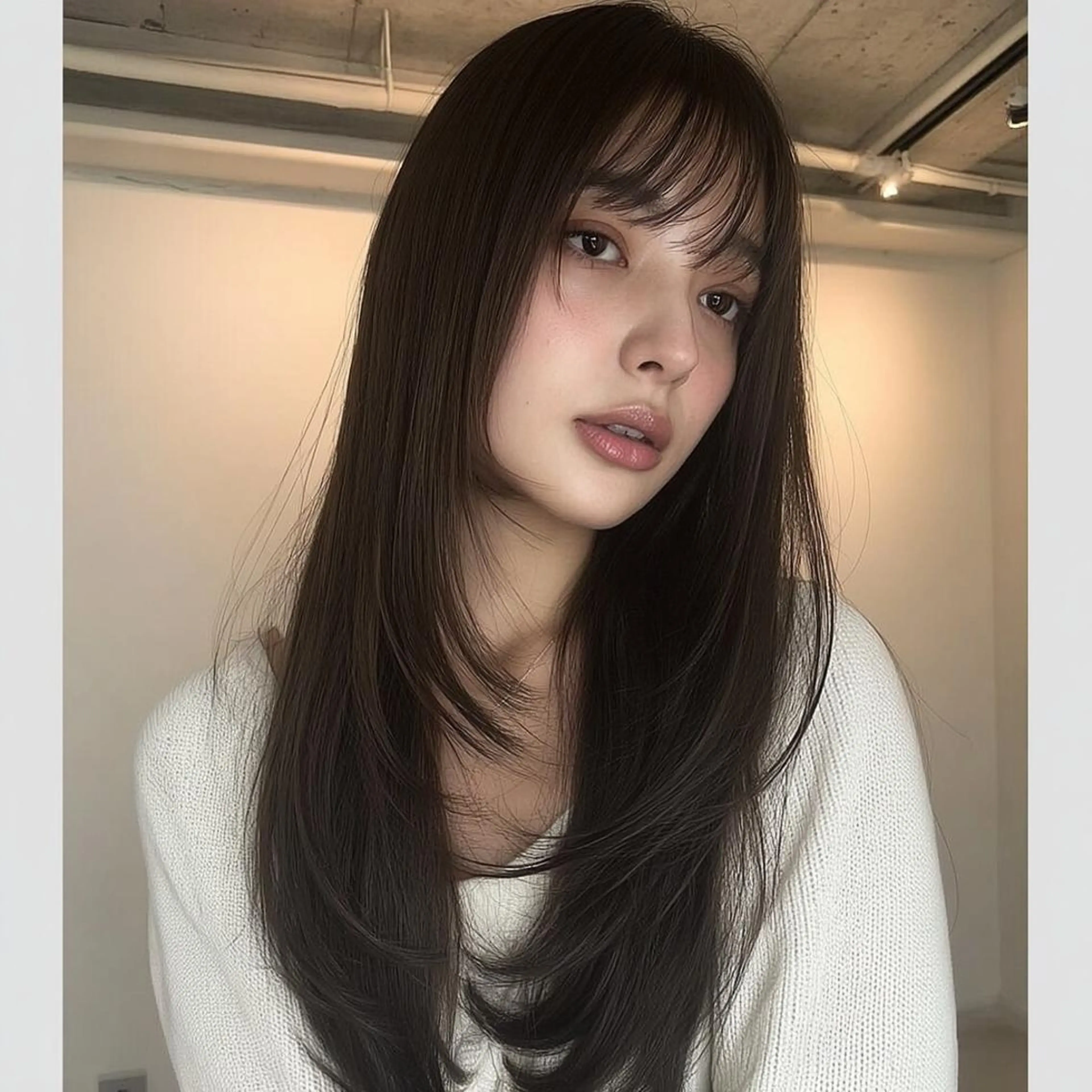 ロング 韓国レイヤーカット✨ 縮毛矯正　原田 優作のヘアスタイル