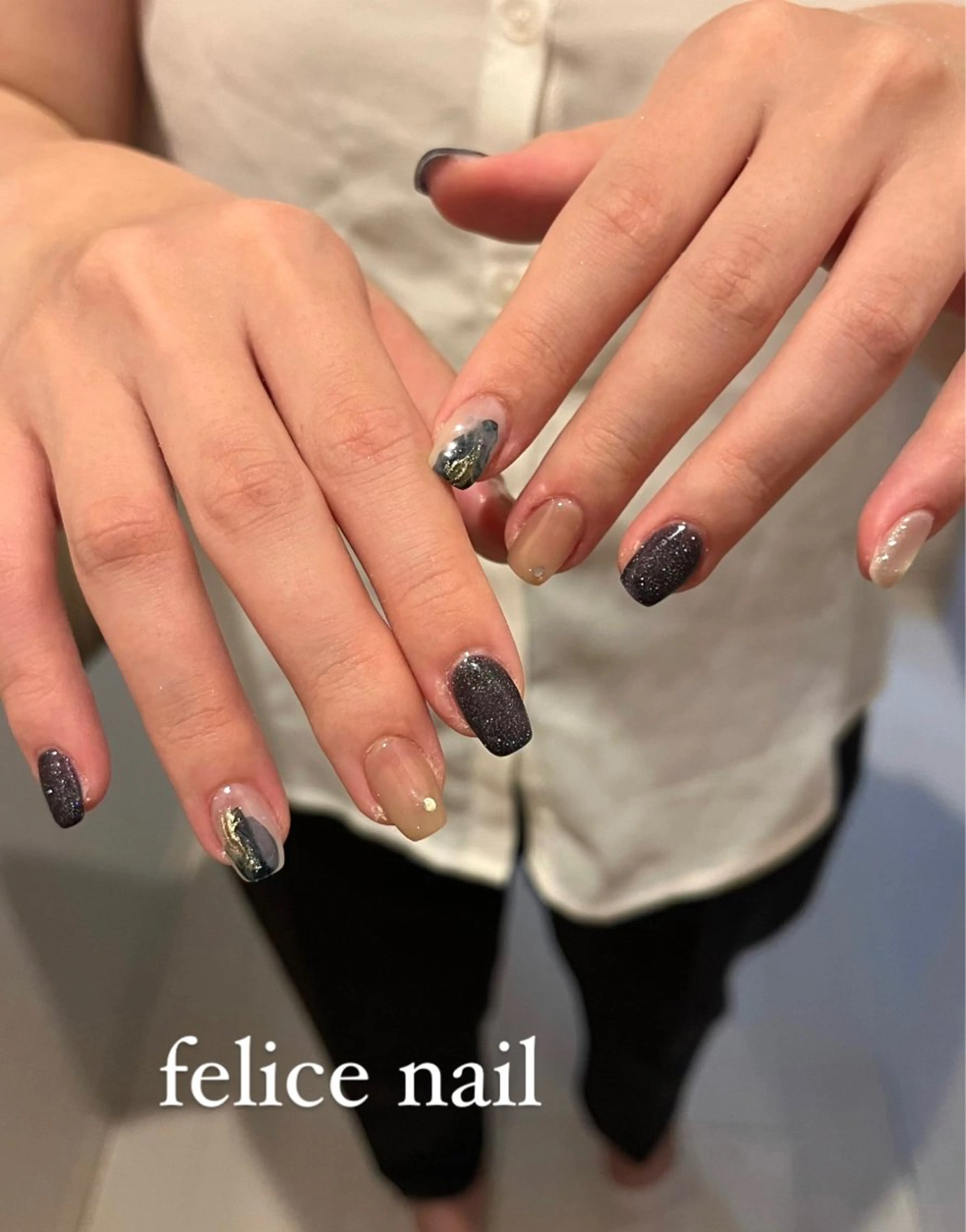 ネイル フラッシュネイル ネイビー felice nailのネイルデザイン
