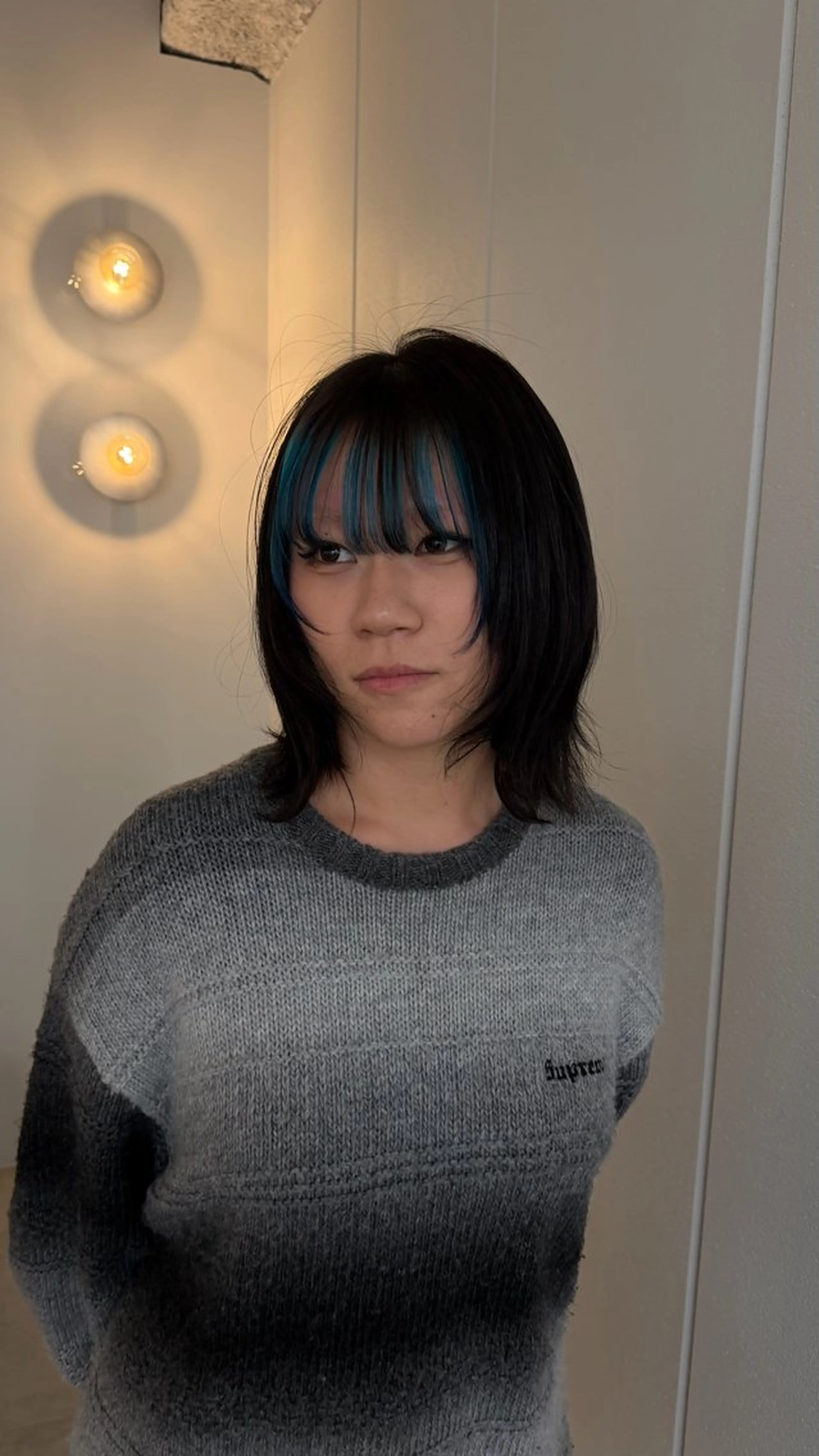 ミディアム ミストバング ヘアカラー トリートメント tenn 栄店所属・mao/栄/tenn /暖色/ハイトーンのヘアスタイル