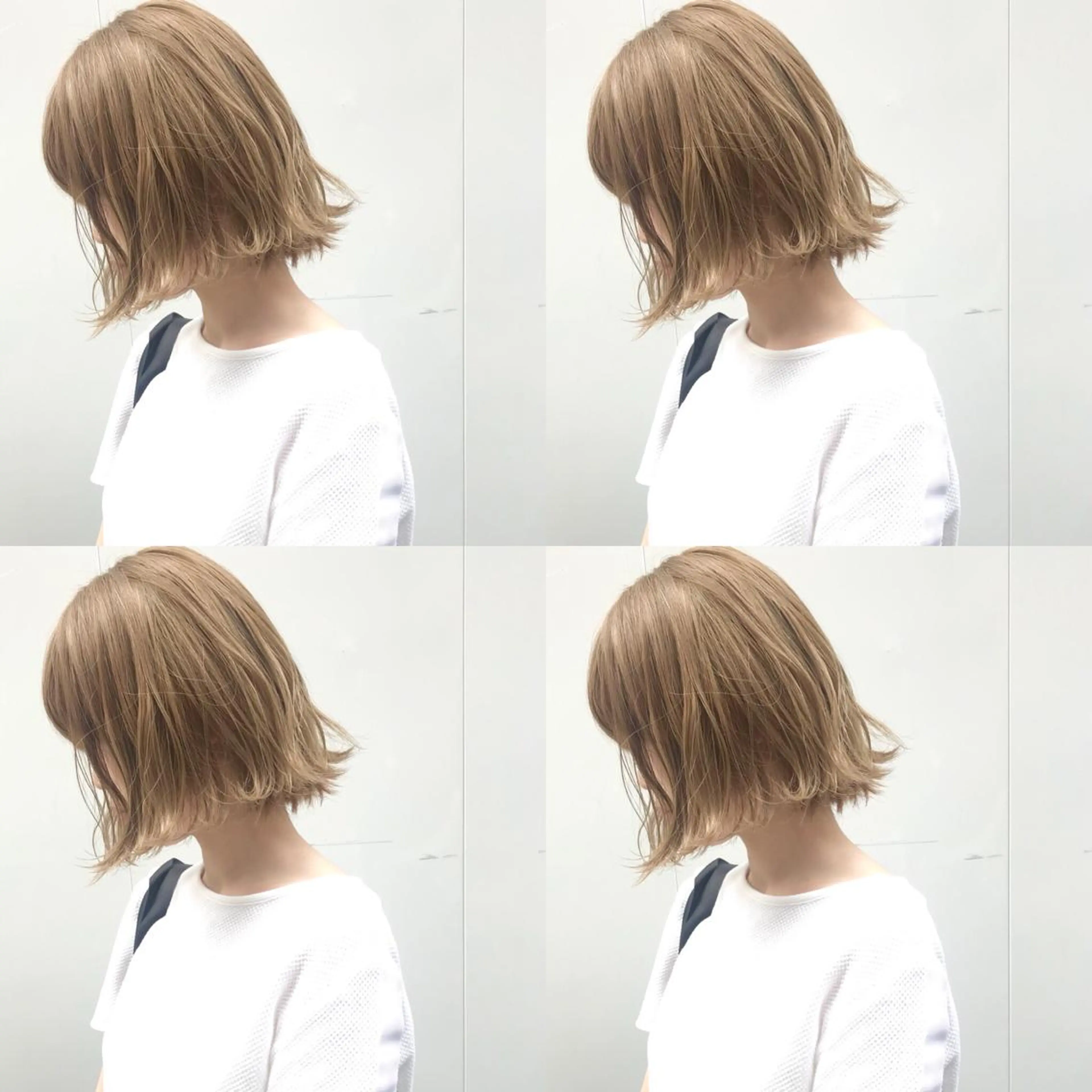 ミディアム カラー ベージュカラー ハイトーンカラー ミルクティーベージュ 竹内啓太 ボブのヘアスタイル