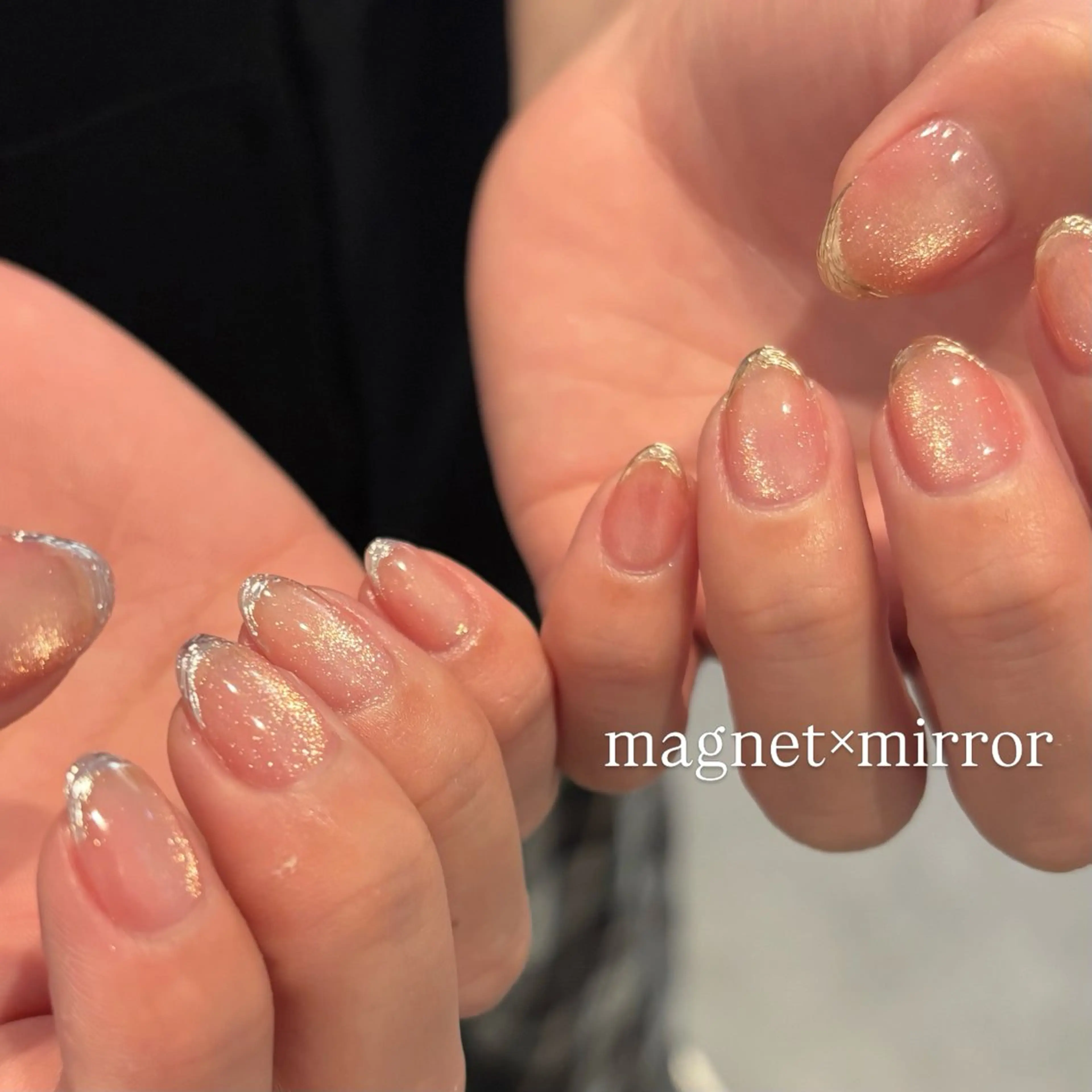 ネイル マグネットネイル ミラーネイル 春ネイル ハンドネイル IZUMIꕤnail 堺筋本町｜心斎橋のネイルデザイン