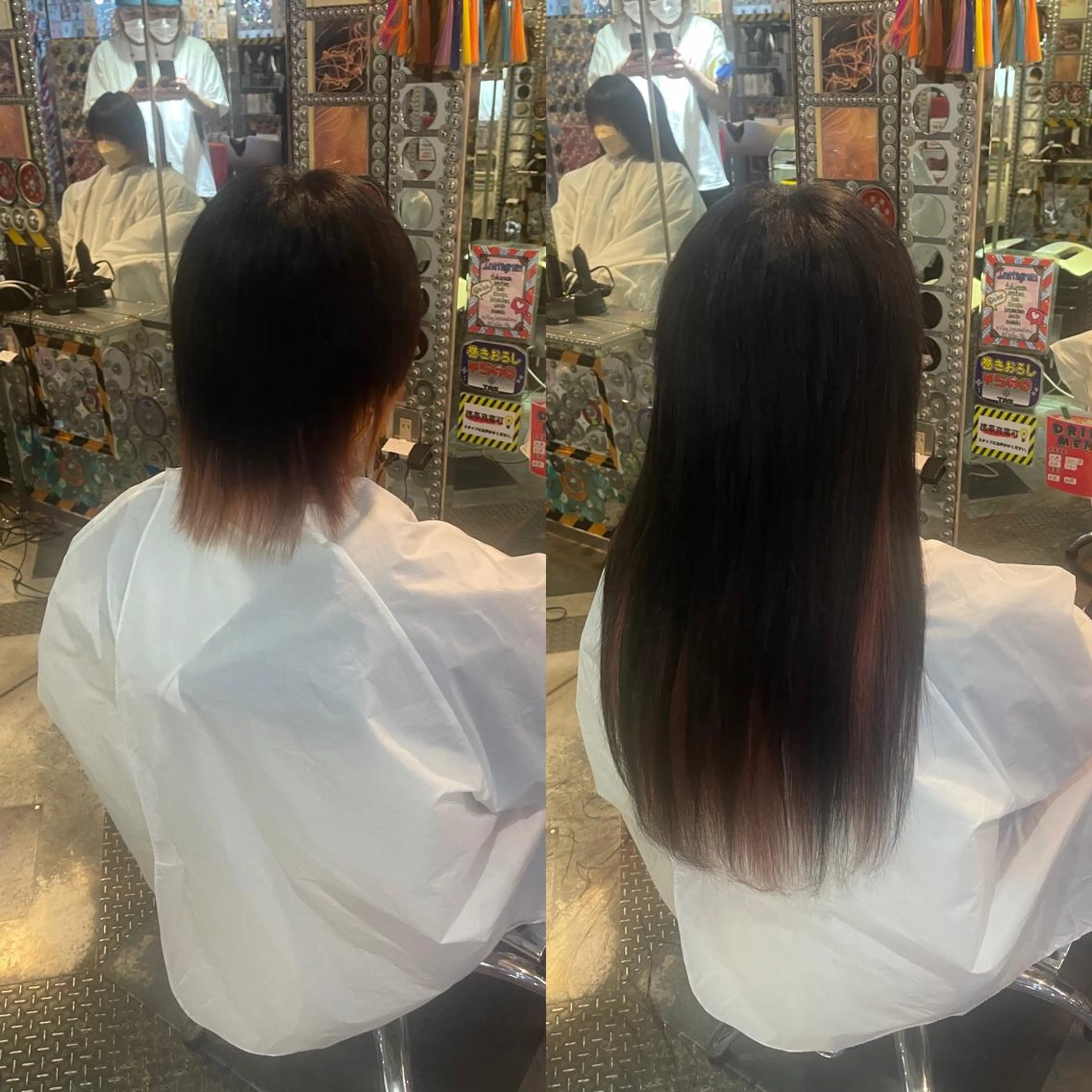 ショート カラー ヘアアレンジ 編み込みエクステ シールエクステ エクステ 🌈派手髪エクステ ブレイズ🌈ひろとのヘアスタイル
