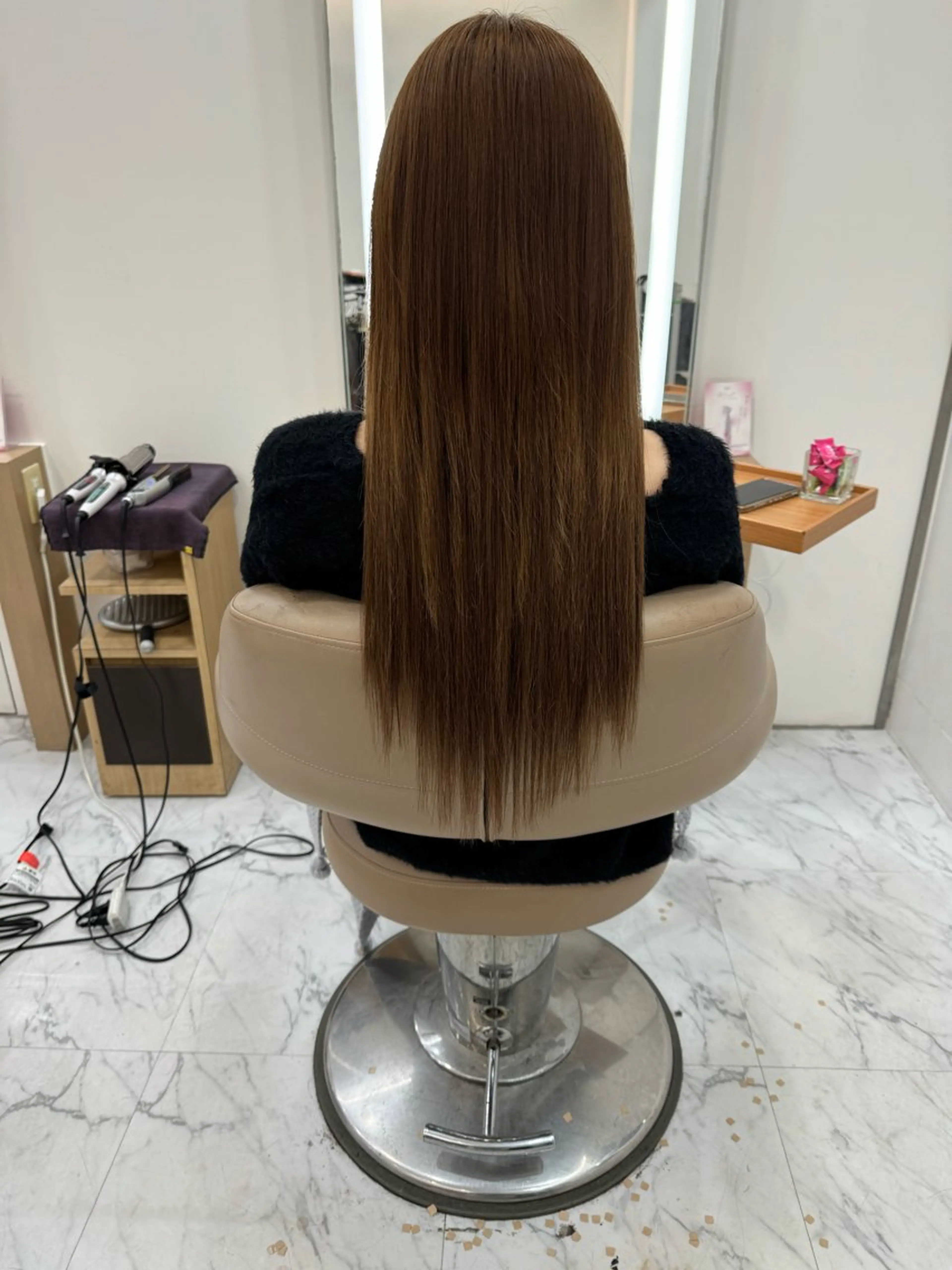 セミロング シールエクステ エクステ 濱川響太レディース カットモデルのヘアスタイル